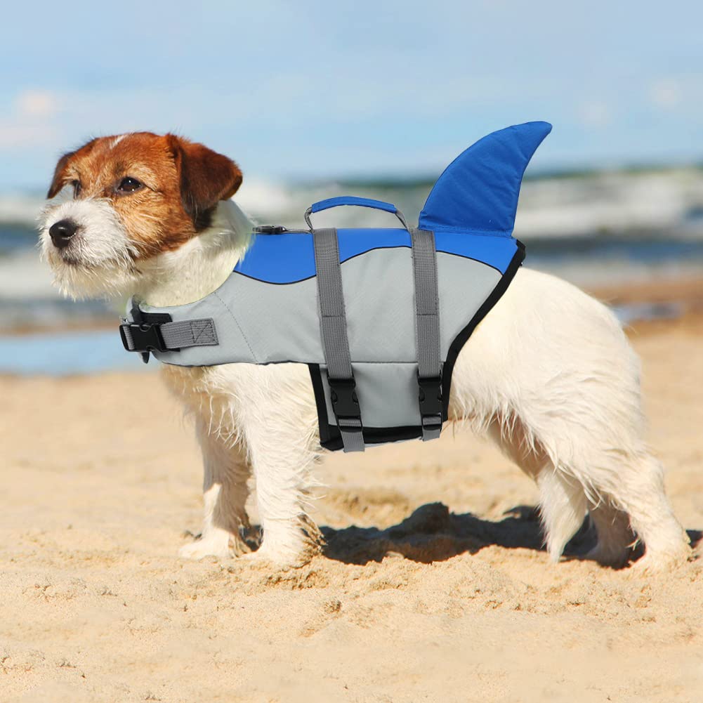 Emust Dog Life Jacket, Ripstop Dog Lifesaver Vests With Rescue Handle For Small Medium And Large Dogs, Pet Safety Swimsuit Preserver For Swimming Pool Beach Boating (Xs,Blue)