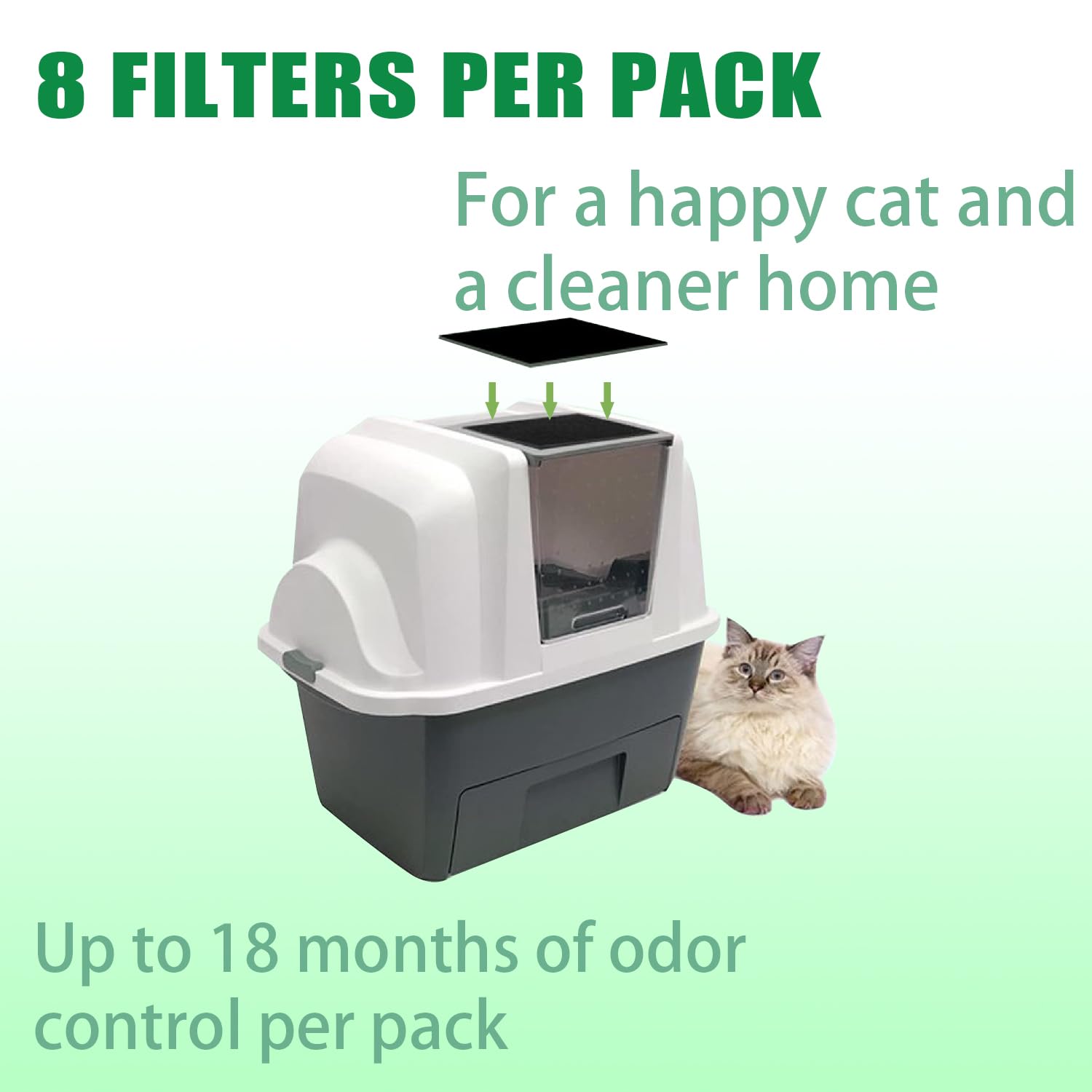 8 Pcs Charcoal Filters Compatible With Van Ness Cat Litter Box, 4.5 X 6.5Inch Replacement Activated Carbon Premium Odor Filters