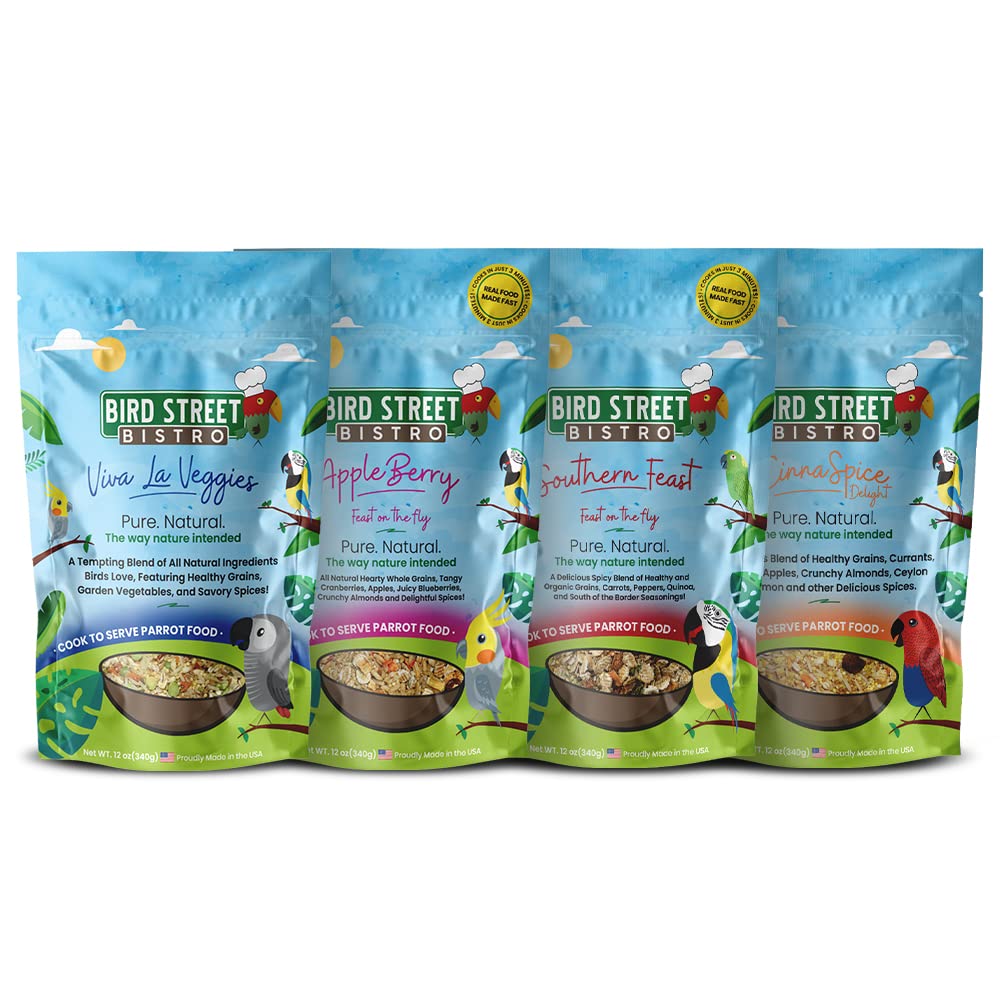 Bird Street Bistro Parrot Food Sample Pack Cooks in as Little as 3 to 15 min | All Natural & Organic Grains and Legumes, Healthy