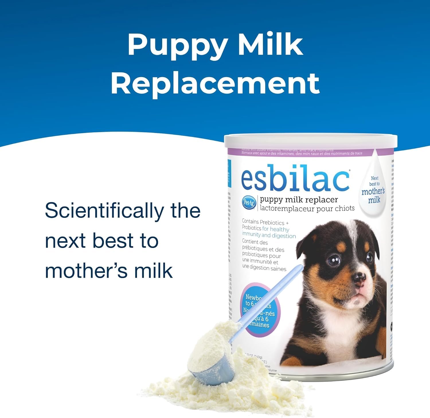 Pet-Ag Esbilac Puppy Milk Replacer Powder - 12 oz - Powdered Puppy Formula with Prebiotics, Probiotics & Vitamins for Puppies Ne