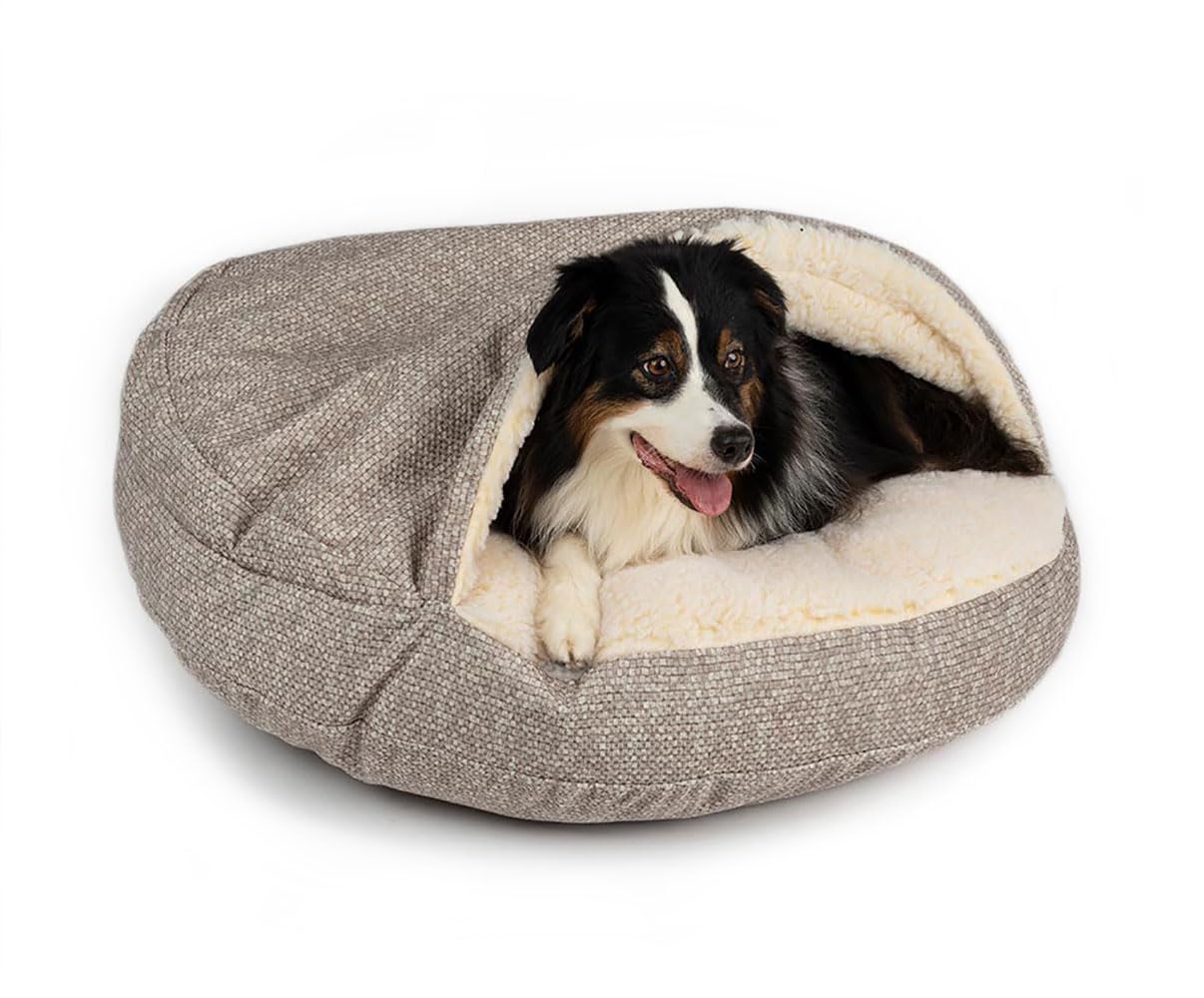 Snoozer Luxury Microsuede Cozy Cave Pet Bed, Show Dog Collection, Large, Merlin Linen