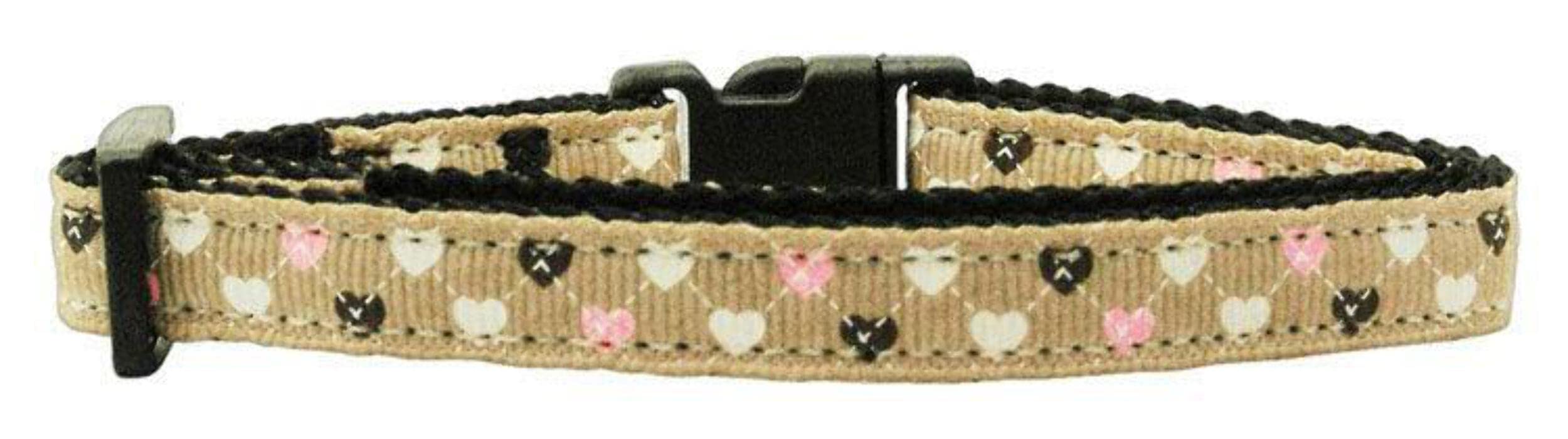 Mirage Pet Products Argyle Hearts Nylon Ribbon Martingale Collar for Pets, Medium, Bright Pink