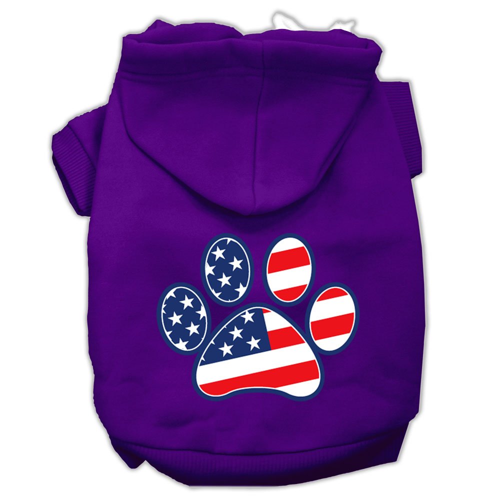Pet Dog & Cat Hoodie Screen Printed, 'Patriotic Paw' Purple 3Xl (25-35 Lbs.)