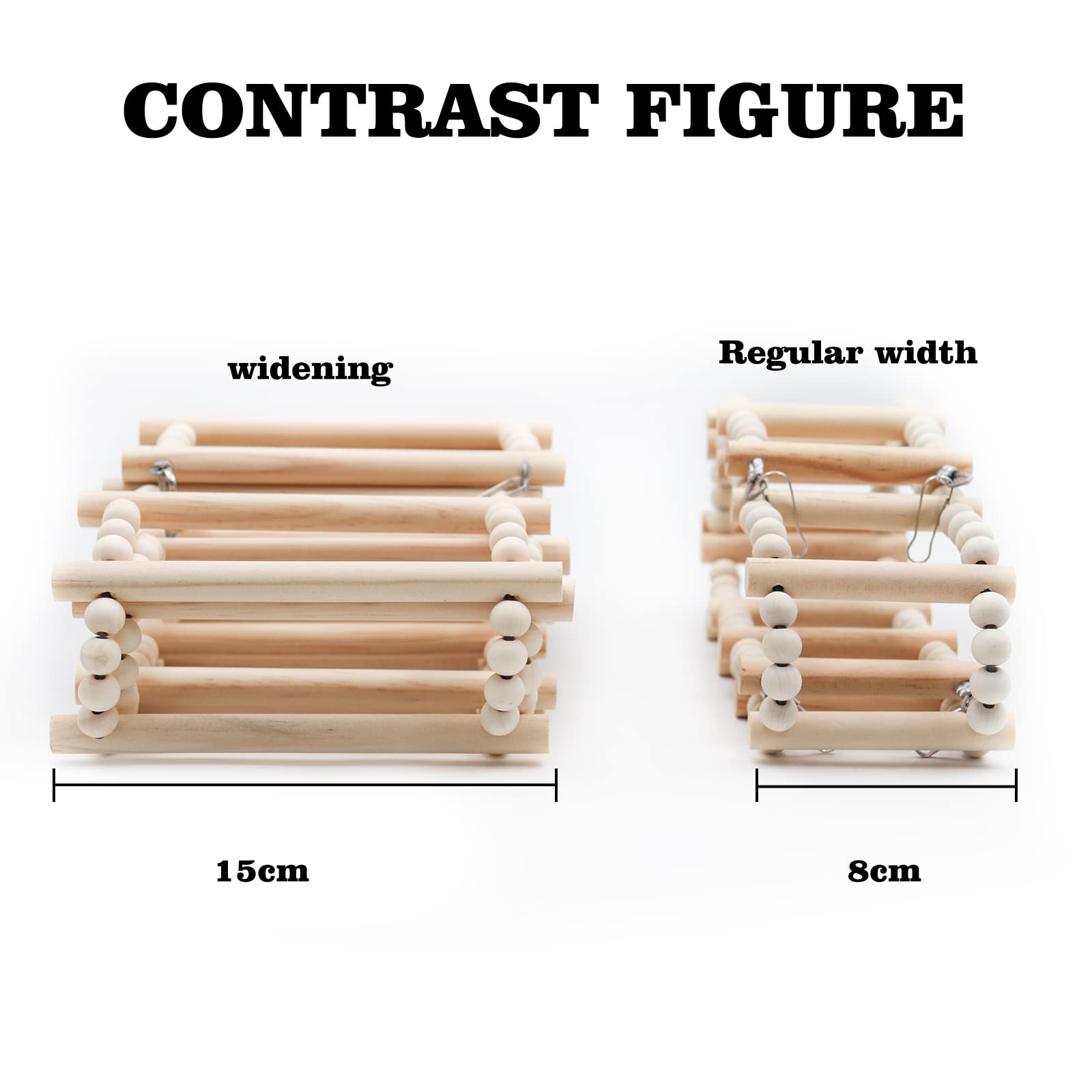 Bird Ladder Bridge, Wooden Pet Hamster Climbing Ladder Swing Toys, Small Animals Cage Accessories, Wood Climbing Ladders For Bird Parrot Cockatiel Hamster Squirrel Sugar Gliders(44.48X5.9 Inches)