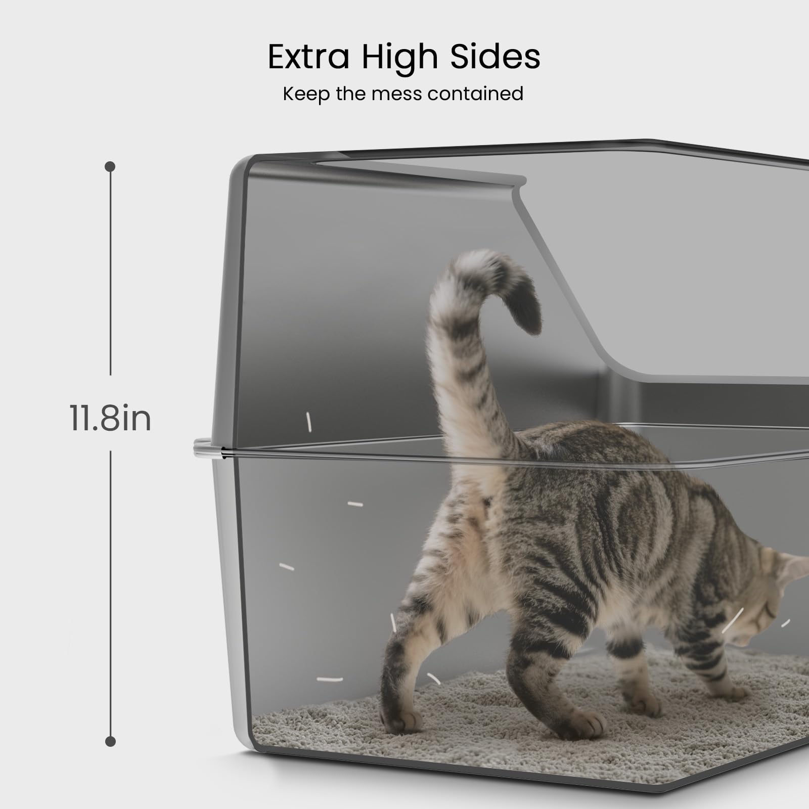 KPWACD Enclosed Stainless Steel Cat Litter Box with Lid, XL Extra Large Non-Stick Metal Litter Pan for Big Cats, High-Sided Kitt