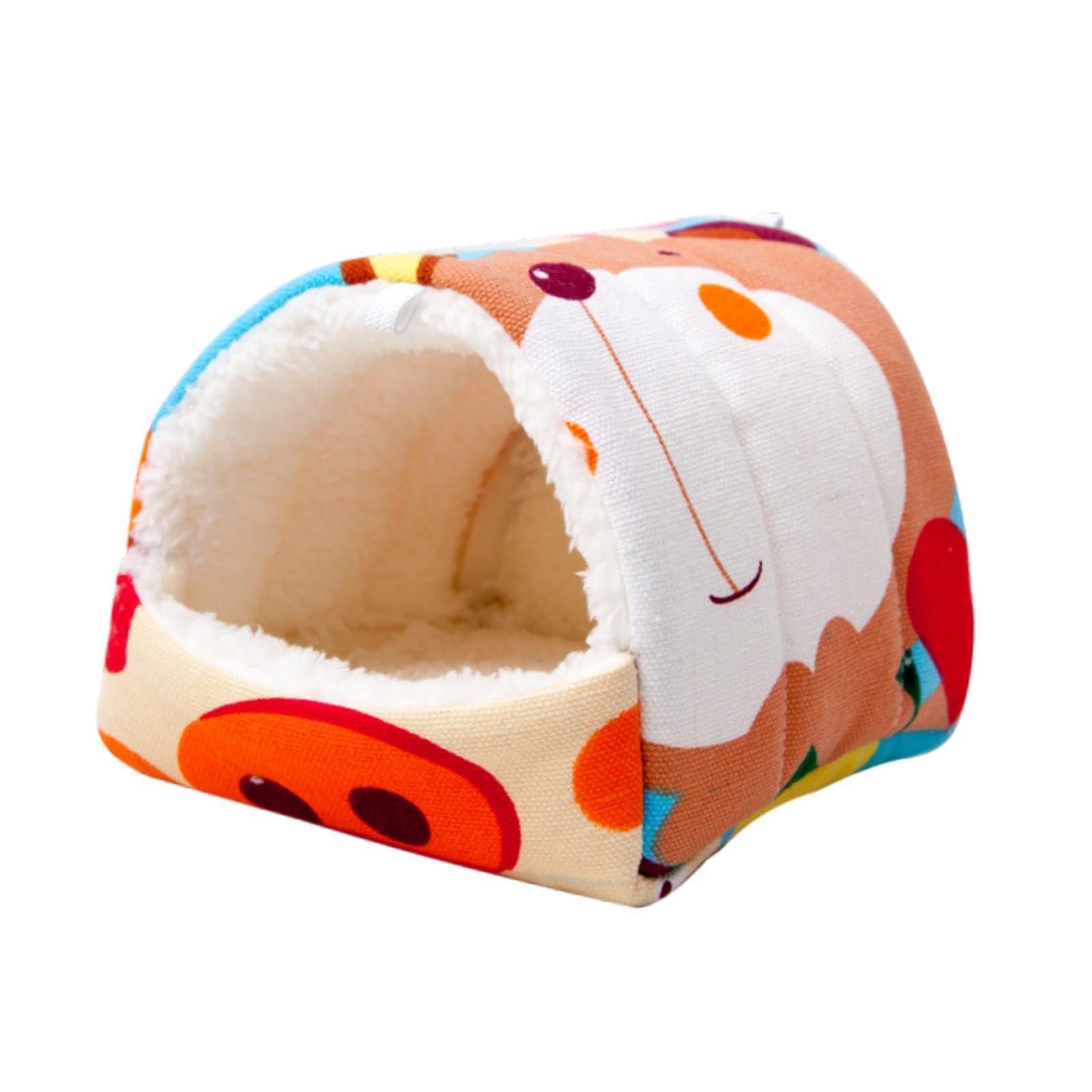 APIRILY Semi Enclosed Hamster Nest House Hut Cute Small Pet Supplies Guinea Pig Orange L | Pet Supplies | Cat Supplies | Beds