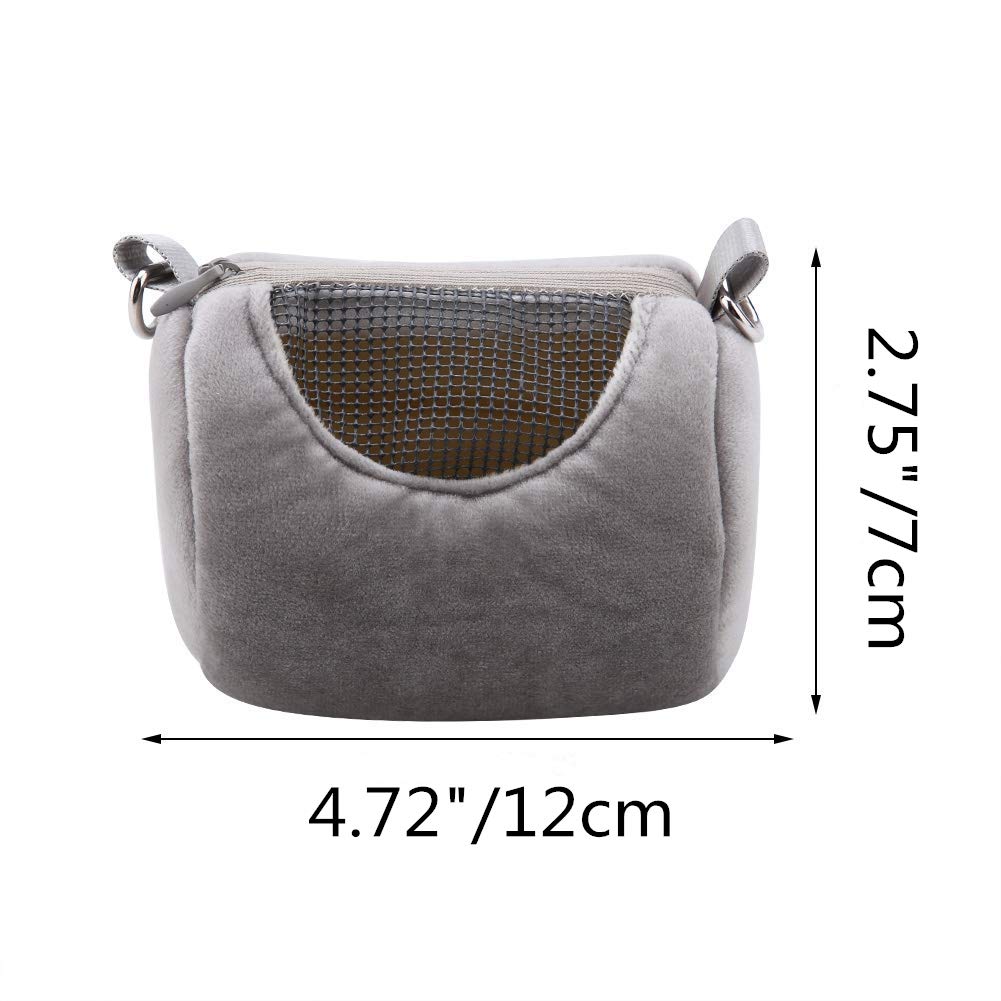 Dwarf Hamster Carrier Bag Portable Cylinder Warm Outdoor Bag With Adjustable Single Shoulder Strap (Grey)