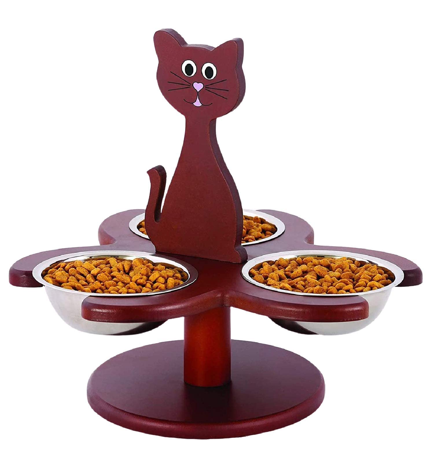 Etna Pet Store Elevated Cat Bowls - This Wooden, Raised Pet Feeder Promotes Better Digestion and is Easy on the Joints - Multipl