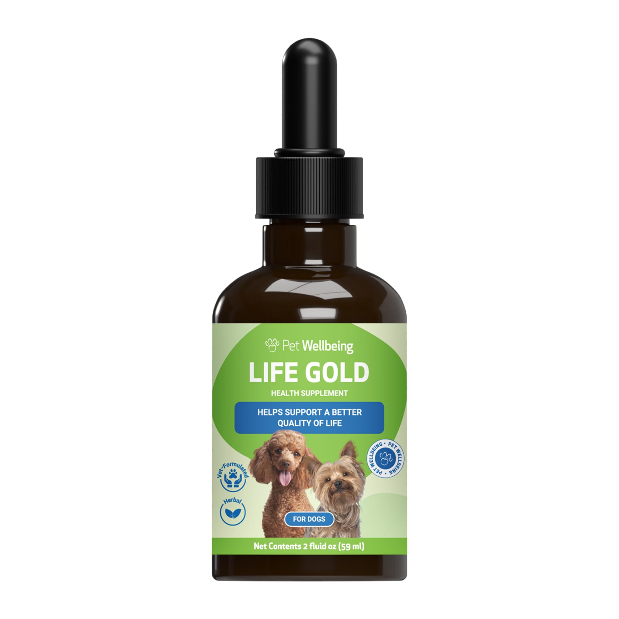 Pet Wellbeing Life Gold for Dogs - Vet-Formulated - Immune Support and Antioxidant Protection - Natural Herbal Supplement 2 oz (