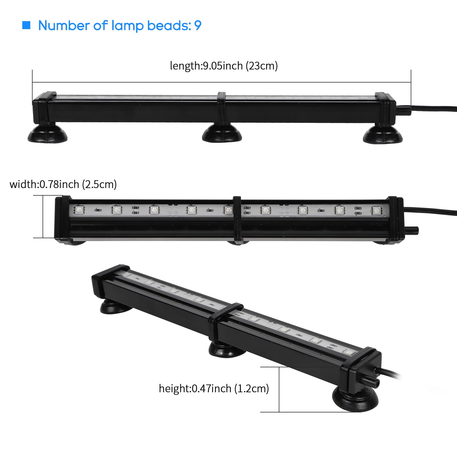 Szminiled Submersible Aquarium Light, Fish Tank Light With Air Bubble Hole, Rgb Color Changing Brightness Adjustable Ip68 Waterp