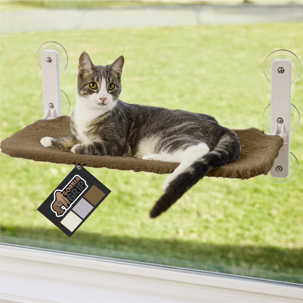 Gorilla Grip Cat Window Perch, Foldable Cat Window Hammock Bed With 6 Large Suction Cups, Cordless Indoor Wall Shelves, Strong M