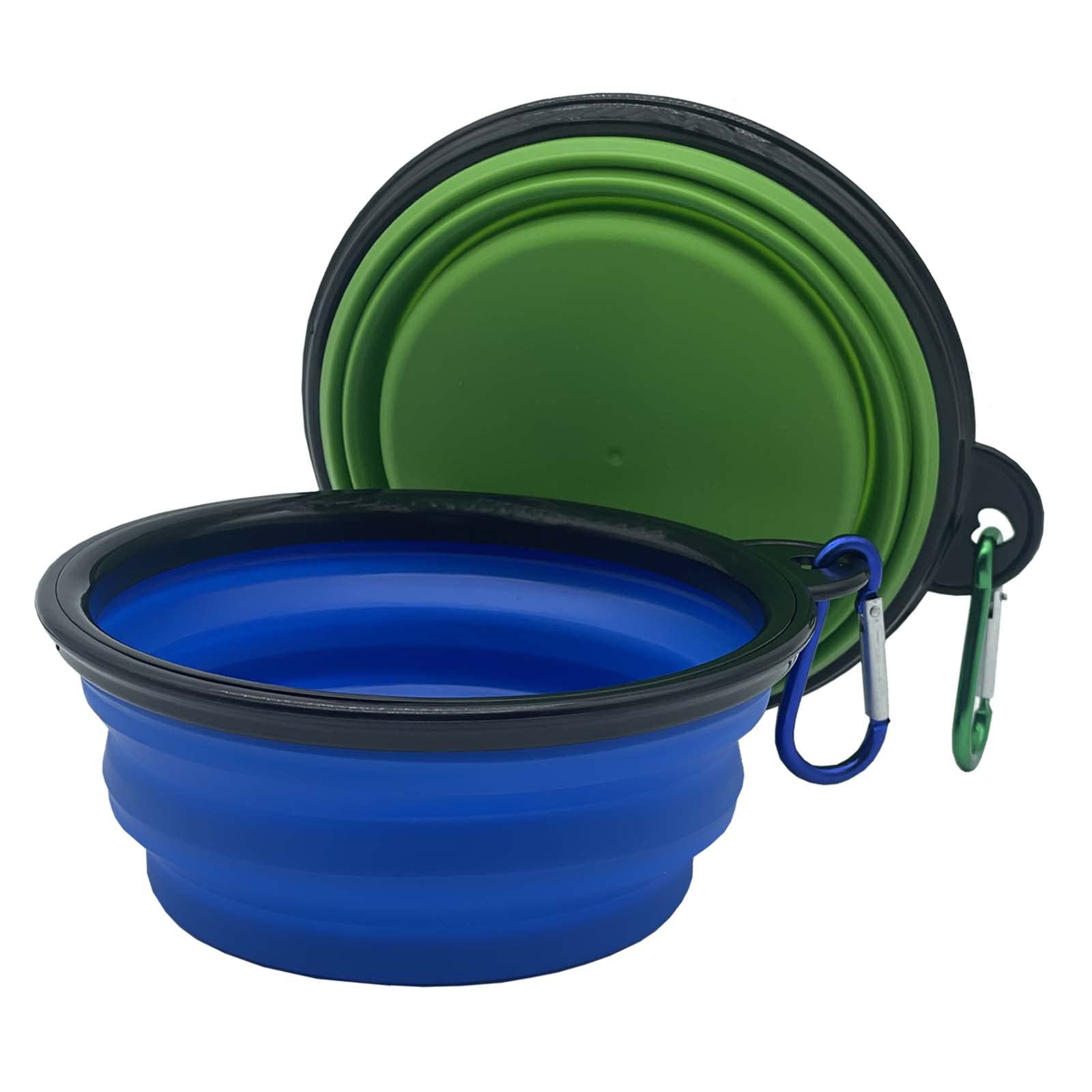 Small Collapsible Dog Bowl 12Oz,2 Pack Portable And Foldable Pet Travel Bowls With 2 Carabiners & Lids For Dogs Cats And Small A