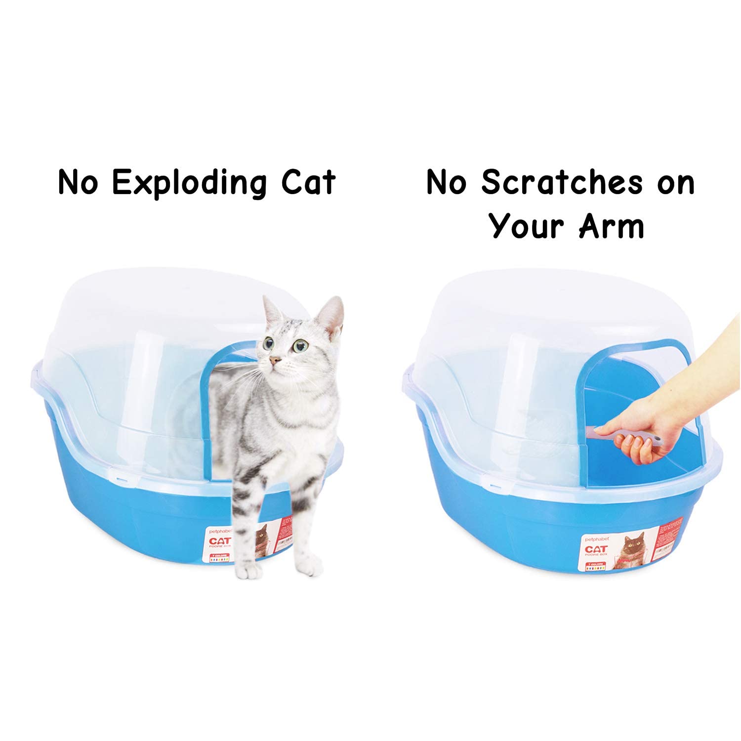 Petphabet Jumbo Hooded Cat Litter Box, Extra Large, Light Blue