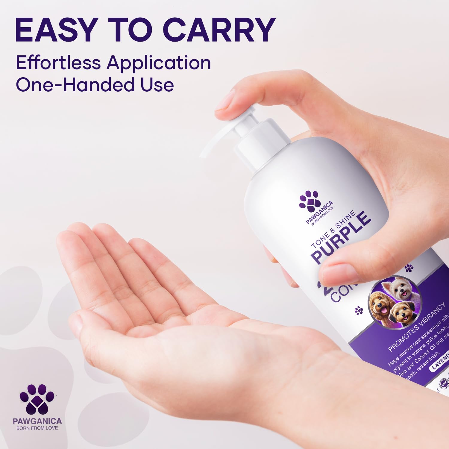 Pawganica 2-In-1 Purple Shampoo For Dogs, Supports Coat Whitening & Softness, Ph-Balanced, Fur Whitening Dog Shampoo And Conditi
