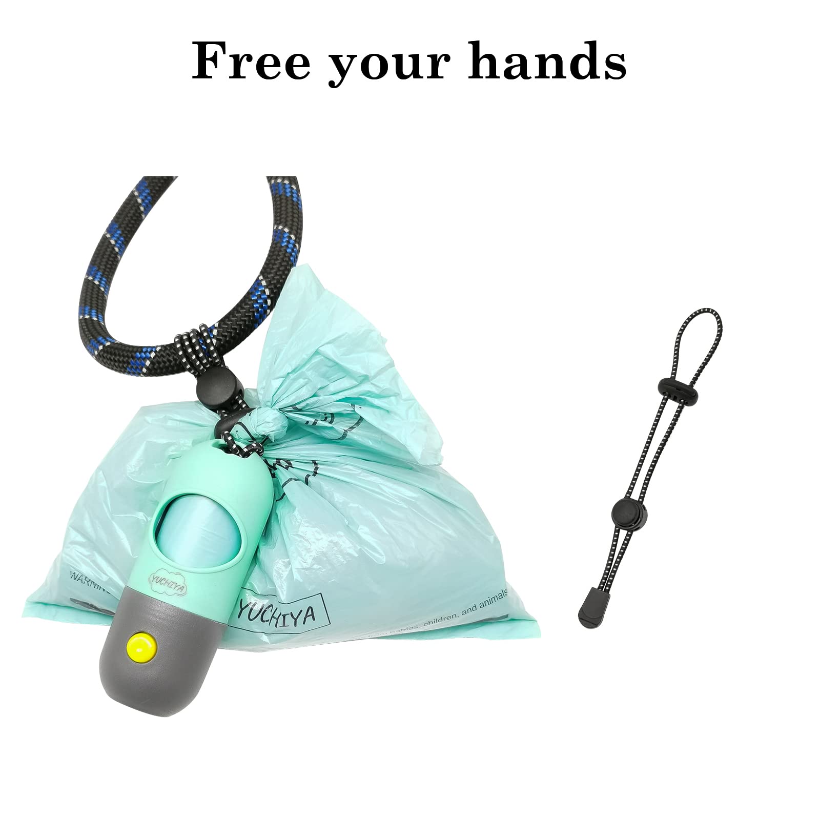 Dog Poop Bags Holder With Led Flashlight|Pet Waste Bags Dispenser For Leash|Doggie Potty Bags Container With Leak-Proof Pet Trash Bags And Accessories (1 Holder 195 Bags, Mint Green)