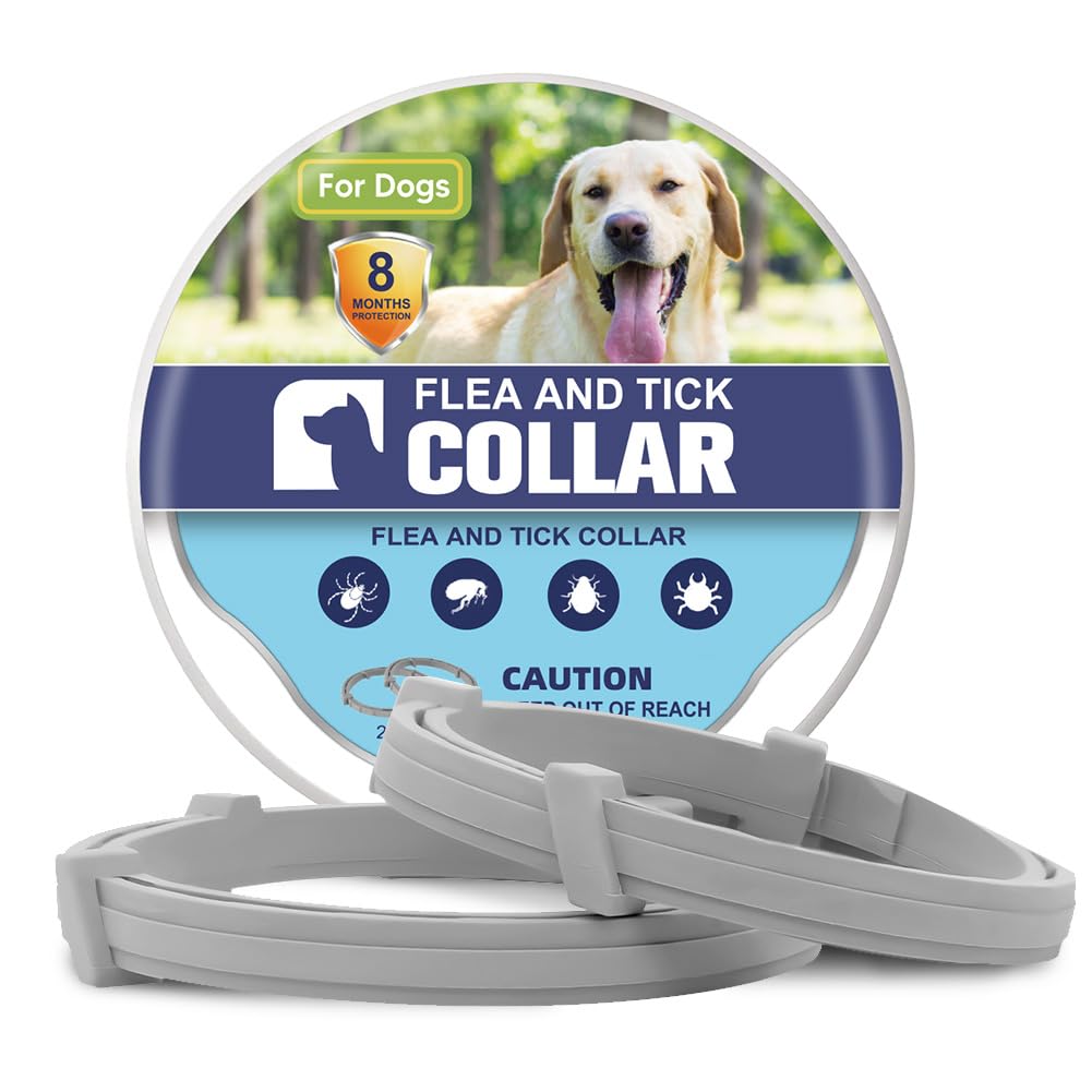 Fcesiweg Flea Collar For Dogs, Flea & Tick Collar For Dogs, Tick Collars, 8 Months Protection, One Size Fits All 2-Pack