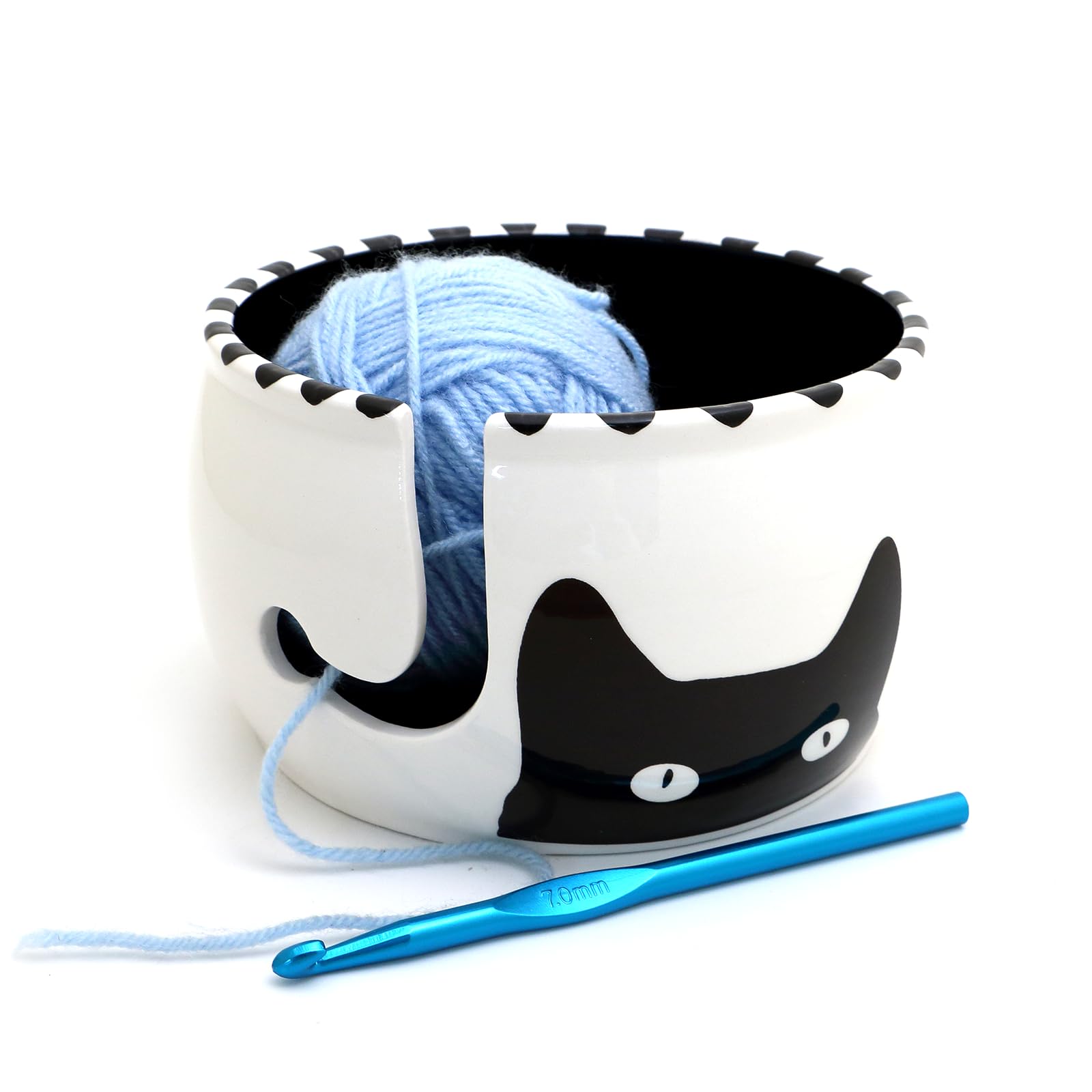 Kitty Ears Cat Ceramic Yarn Bowl, Crochet And Knitting Gifts - Lennymud By Lorrie Veasey