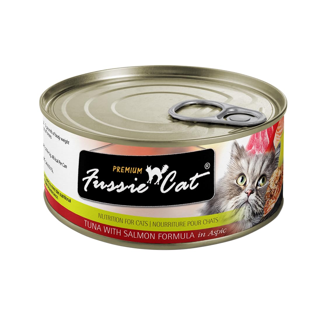 Fussie Cat Premium Tuna & Salmon in Aspic Grain-Free Wet Cat Food - 2.82oz Cans - Case of 24 Cans (Tuna & Salmon in Aspic)