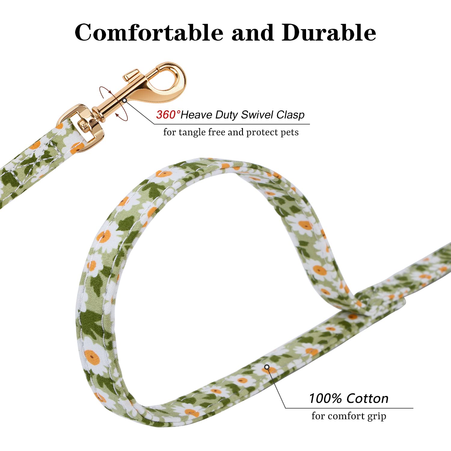 Chede No Pull Floral Pattern Dog Harness- Lightweight And Soft Dog Harness, Adjustable Small Dog Harness And Leash Set, With Dog Leash, Suitable For Puppy Small And Medium-Sized Dog (Xxs, Green Daisy)