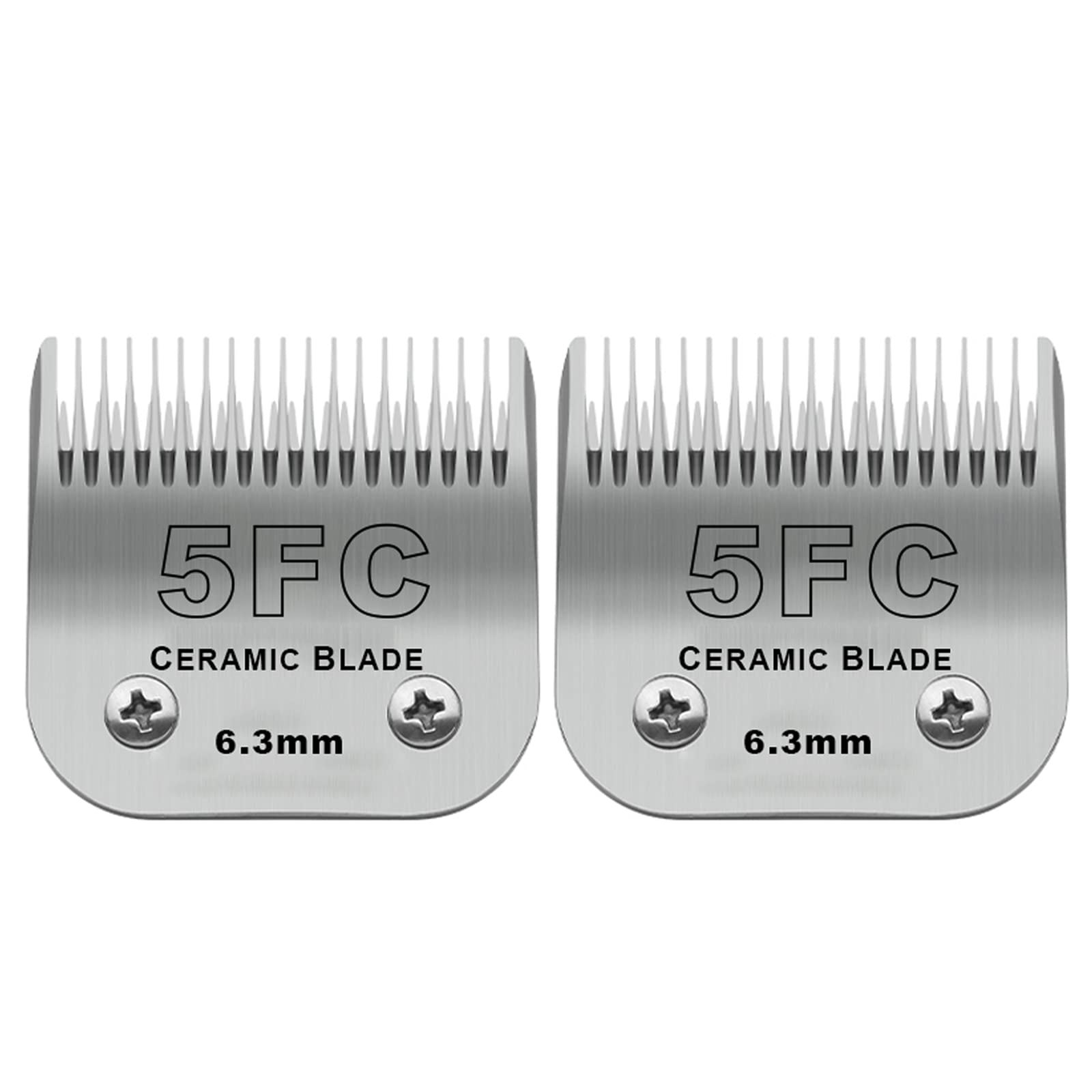 2 Pack Detachable Pet Dog Grooming Clipper Ceramic Blades,Compatible With Andis Size 5Fc 1/4   (6.3Mm) Cut Length (64122), Most 