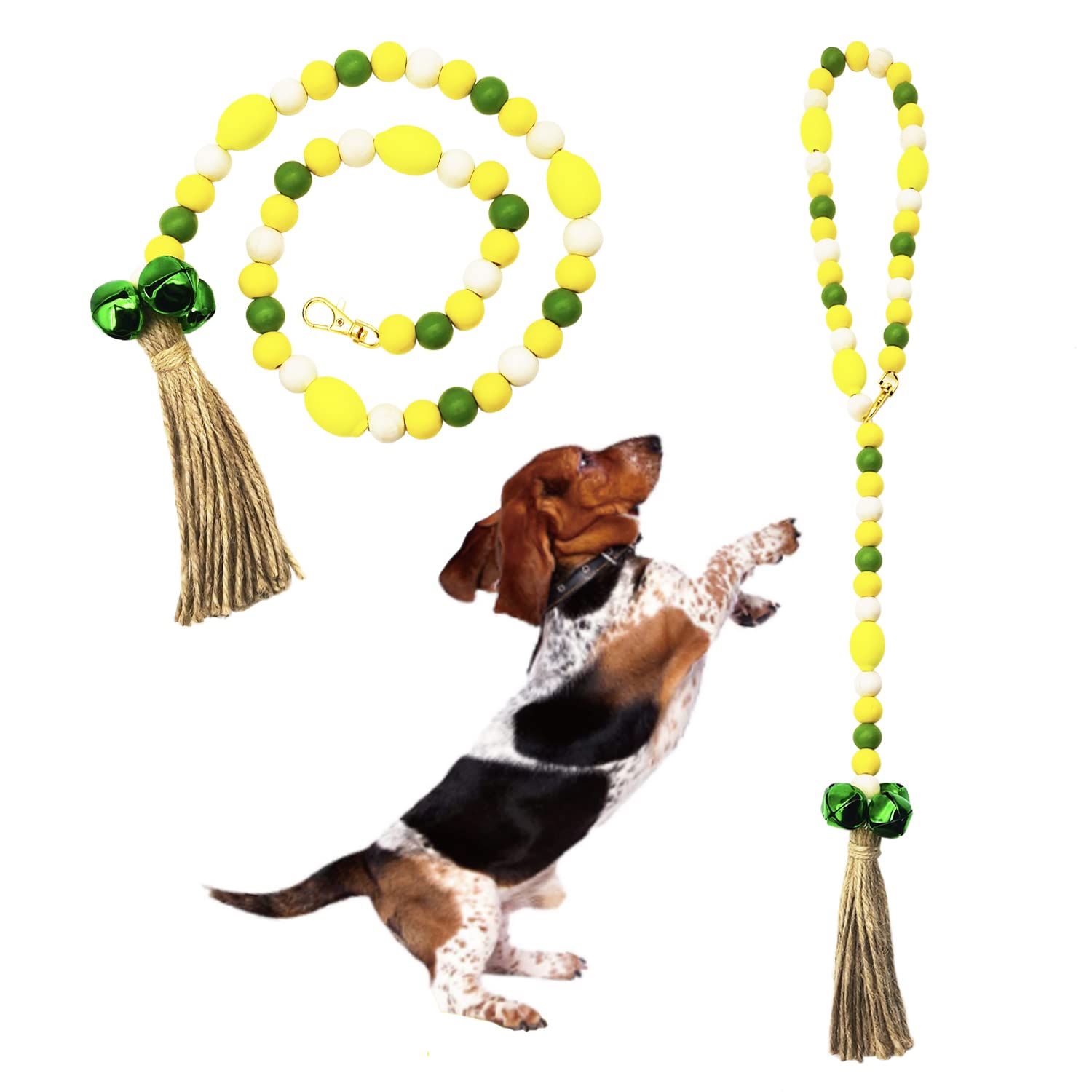 Idolpet Upgraded Wood Beaded Hanging Door Bells For Dogs And Puppies - Doorbells For Potty Training & House Training, Antique Be