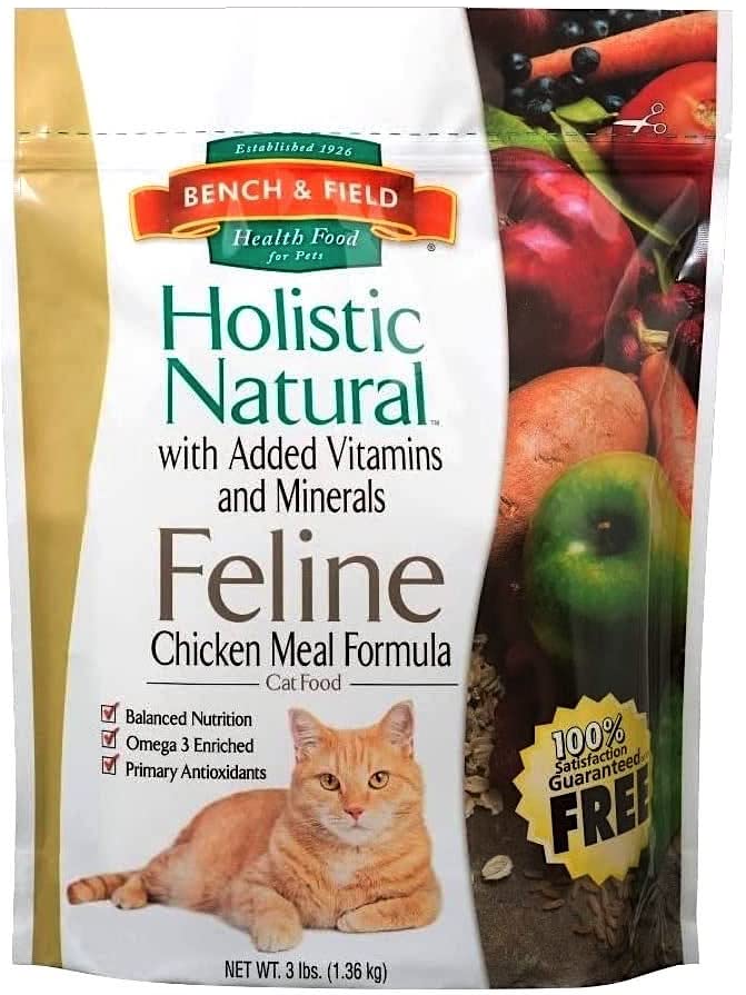 Bench & Field Holistic Natural Premium Adult Dry Cat Food, Chicken Meal and Brown Rice Recipe 3 lb Bag (Pack of 1)