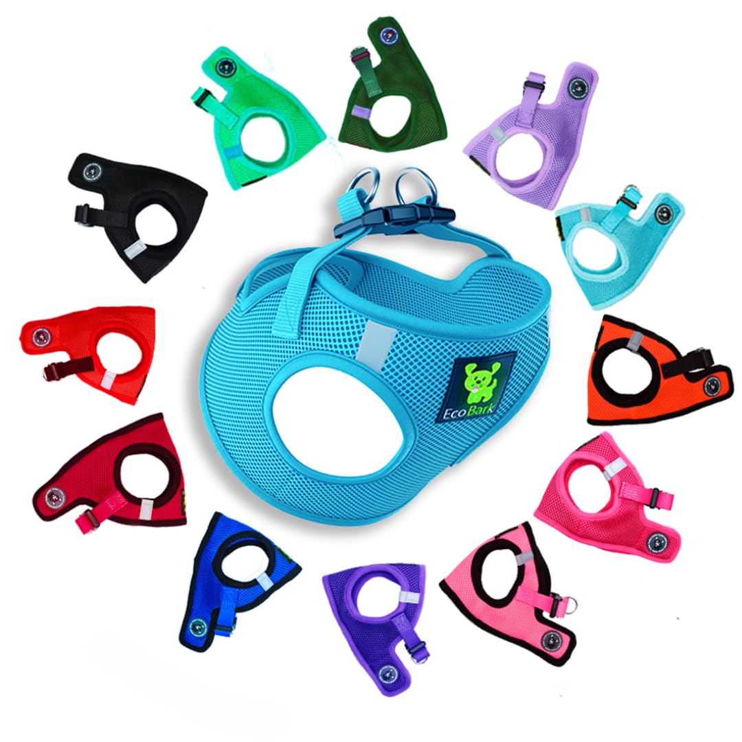 Ecobark Step In Dog Harness - Eco-Friendly Dog Harnesses For For Small & Medium Breed Dogs - Reflective And Adjustable Chest Body Halter Vest -Soft Luxurious Mesh (Baby Blue, Xl)