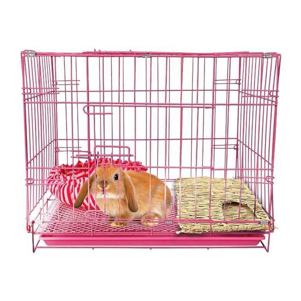 Tfwadmx 2 Pack Rabbit Grass House - Natural Hand Woven Seagrass Play Hay Bed, Collapsible Hideaway Hut Toy For Bunny Hamster Guinea Pig Chinchilla Ferret