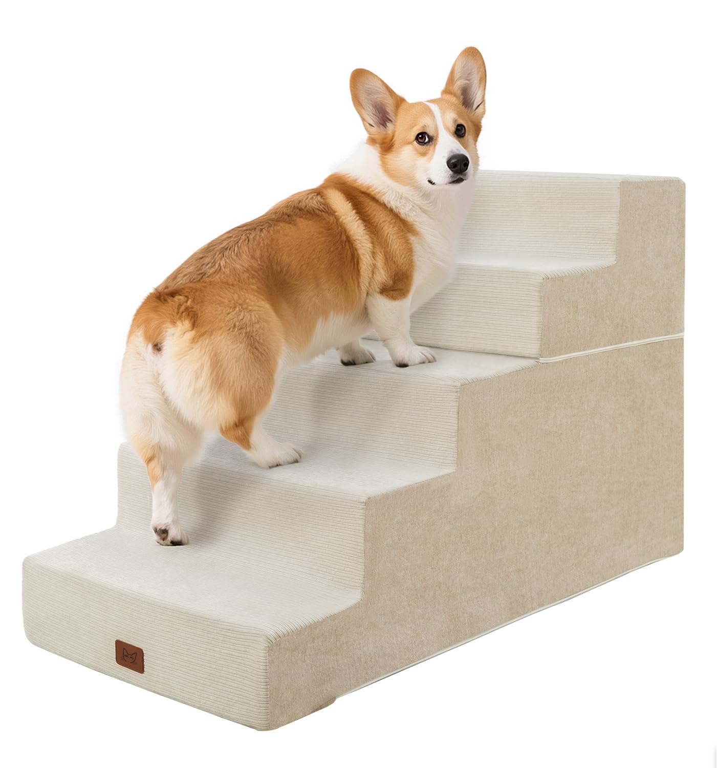 ABCPET Dog Stairs for High Bed, Dog Steps for Bed Couch Sofa, 35D Foam Pet Steps for Small Dogs and Cats, Extra Wide Pet Stairs 