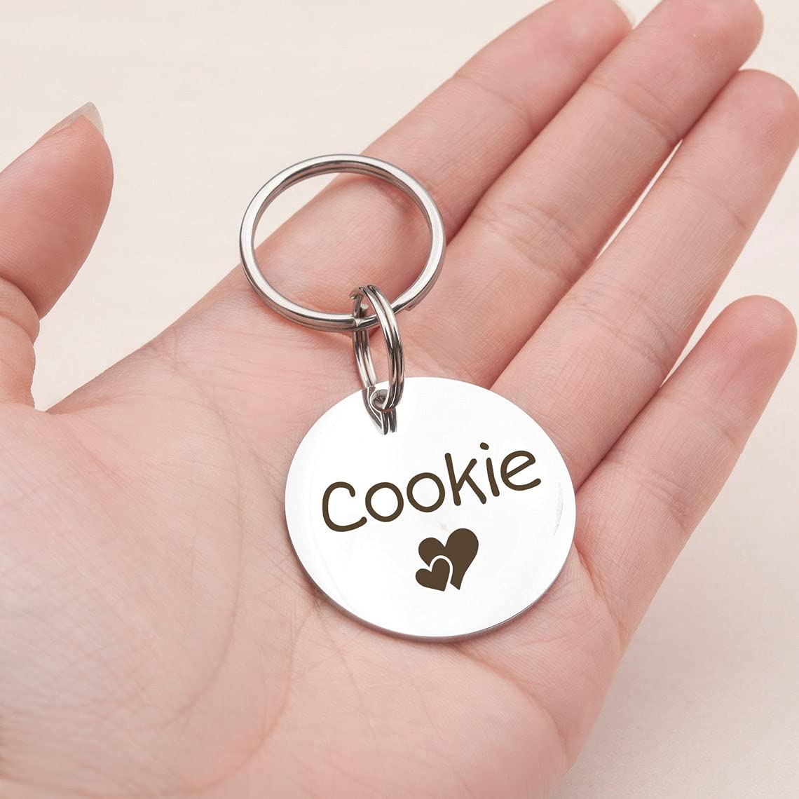 Anavia Pet Id Tags, Personalized Icon Name Dog Tag Cat Tag, Glossy Stainless Steel Color Plated Dog Collar Tag (Large, Round Sha