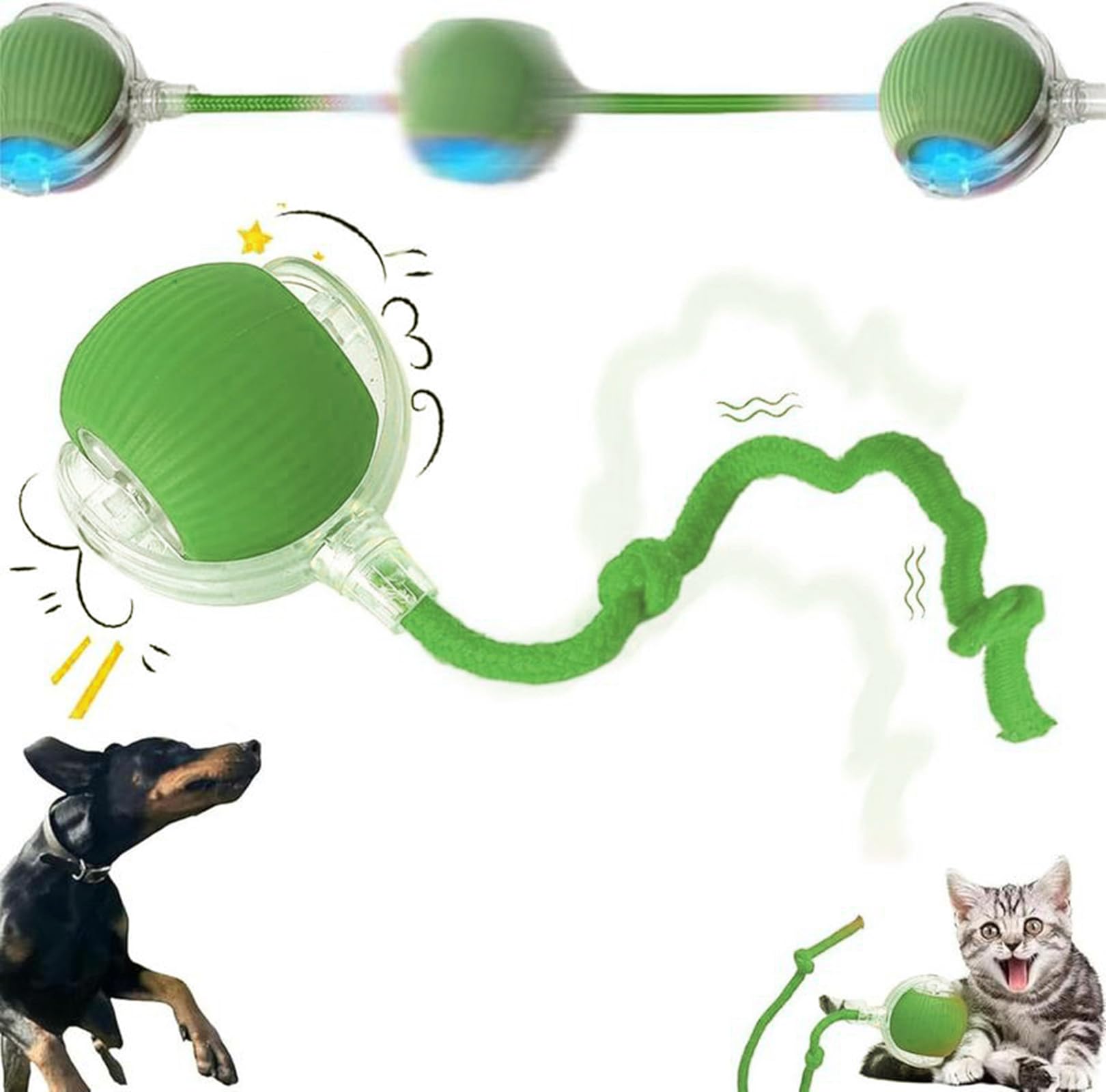 Interactive Cat Toys Ball for Indoor Cats, Self Moving Cat Toys Electric Rolling Balls, Realistic Mouse & Chase for Hunting and 