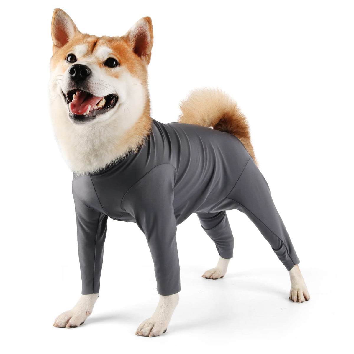 Etdane Dog Onesie For After Surgery Pet Surgical Recovery Suit Anti Shedding Bodysuit Long Sleeve Claming Pajamas With Legs For Female Male Dog (Large, Gray)