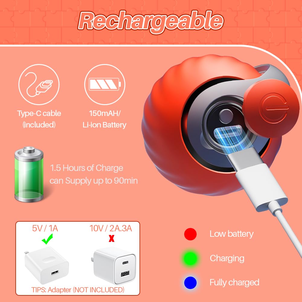 Gijivcoz Speedy Cat Toy,Smart Self Rolling Interactive Toy Balls Automatic Moving,Chase Toys For Bored Indoor Kitten/Adult Cats,