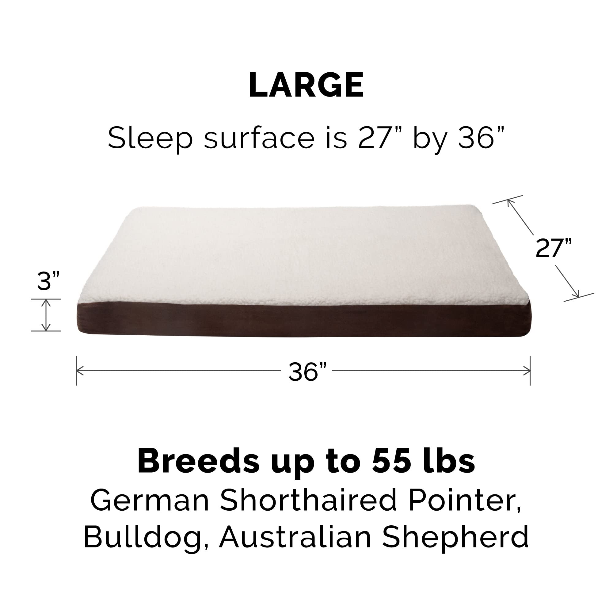 Furhaven Replacement Dog Bed Cover Sherpa & Suede Mattress, Machine Washable - Espresso, Large