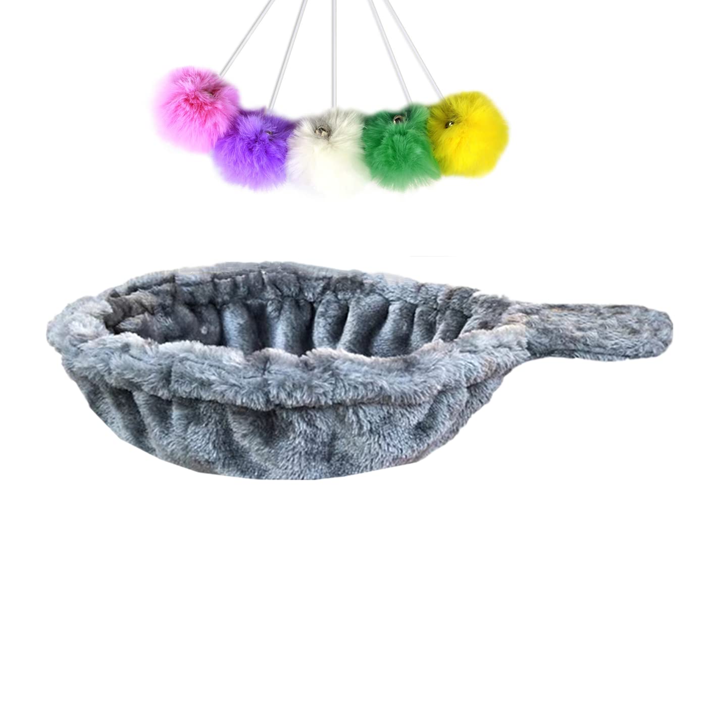 Shengocase 13 Grey Basket Lounger Hammock Bed For Cat Tree Tower Replacement, 5-Pack Hanging Toys With Elastic Strings, Cat Tr