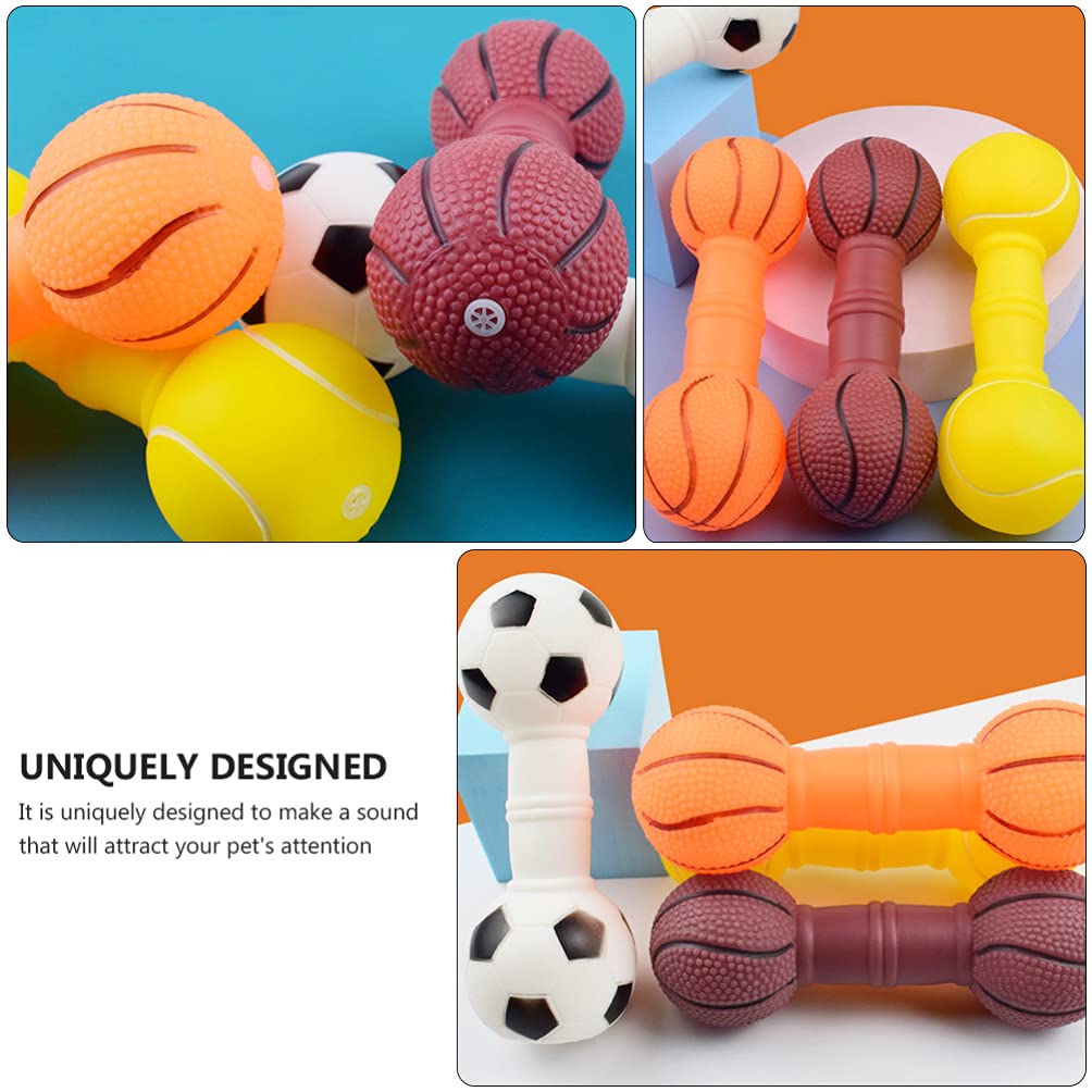 Squeakers 4Pcs Pet Dog Puppy Chewing Toy Vinyl Barbell Chew Toy Squeaky Stick Interactive Pet Teething Molars Teeth Cleaning Toy For Small Dogs Aggressive Chewers Puppy Toys