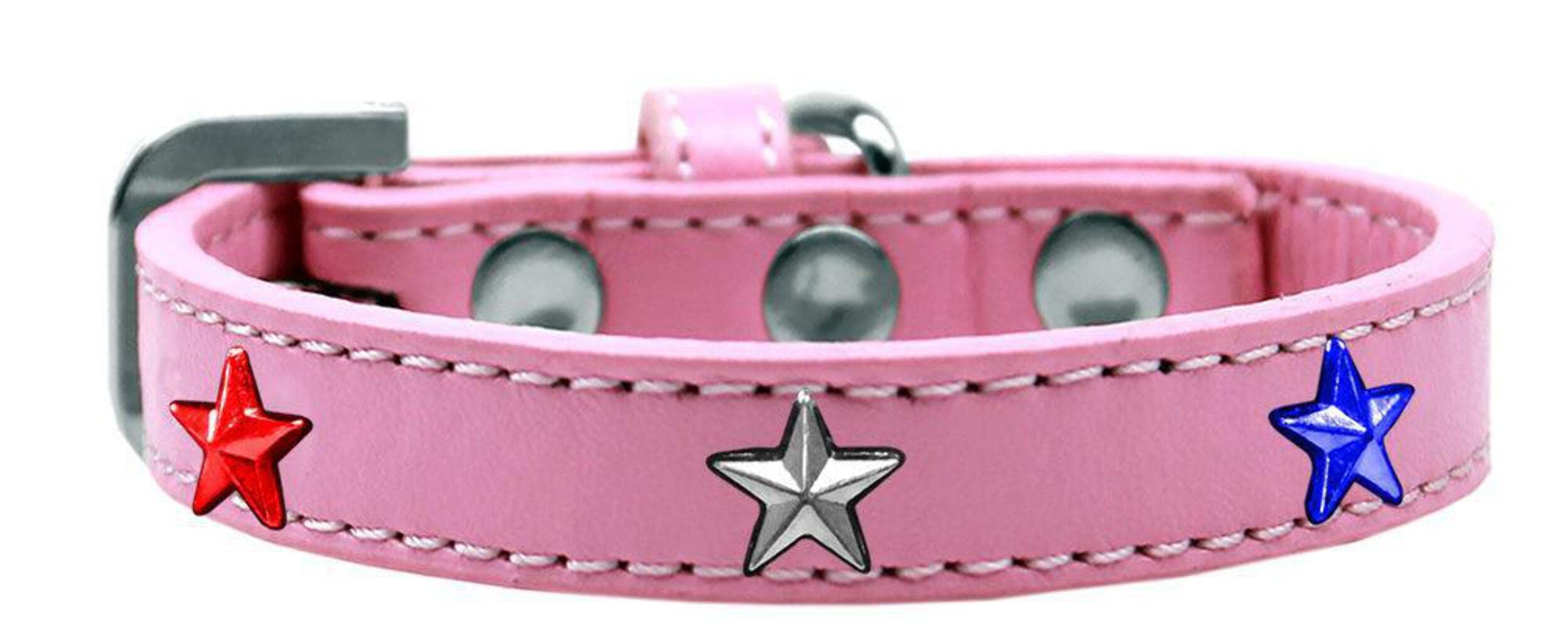 Dog, Puppy and Pet Widget Fashion Collar, &quot;Red, White & Blue Stars&quot; Bright Pink 16