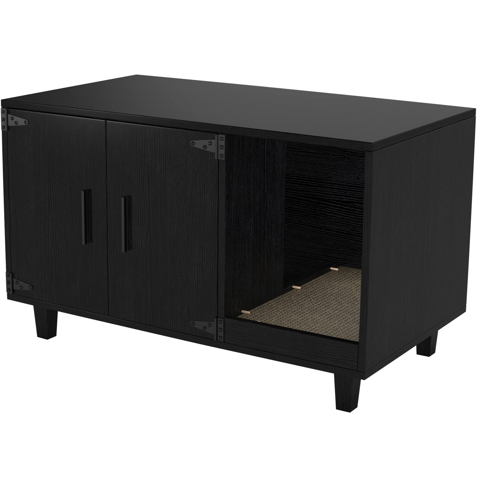 Gdlf Modern Wood Pet Crate Cat Washroom Hidden Litter Box Enclosure Furniture House As Table Nightstand With Scratch Pad,Stackab