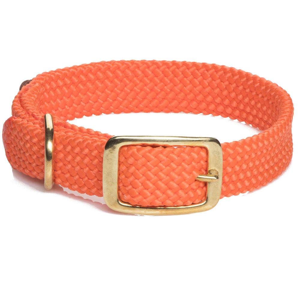 Mendota Pet Double Braid Collar - Brass - Dog Collar - Made In The Usa - Orange, 1 In X 21 In Standard