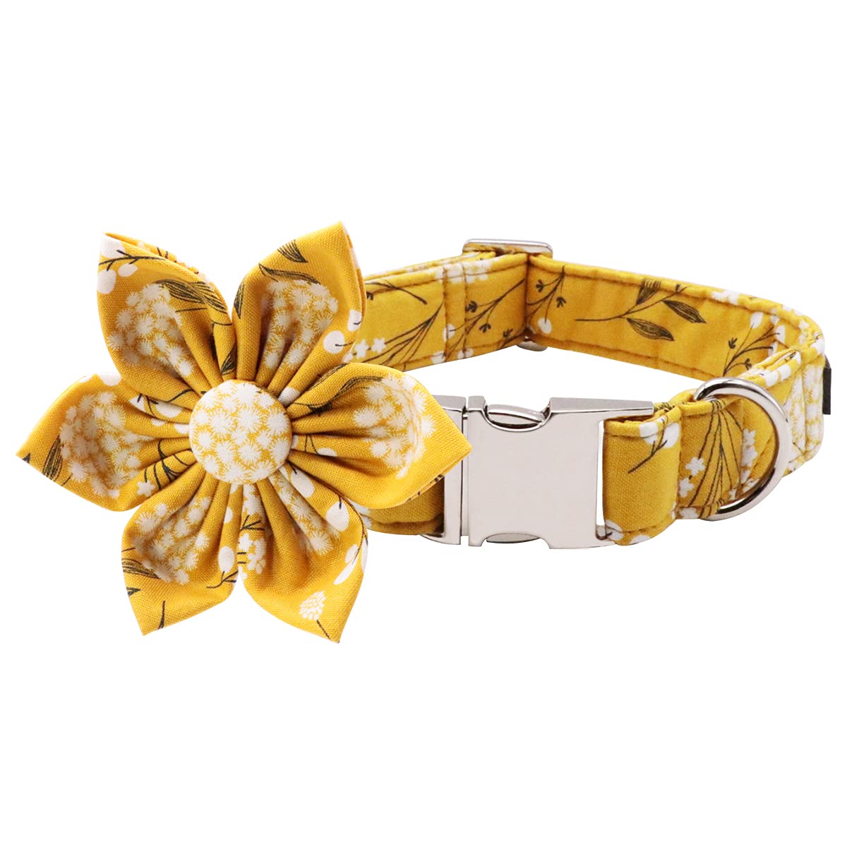 Lionet Paws Dog Collar With Flower, Soft And Comfortable, Adjustable Collar For X-Large Dogs Girl, Neck 16-26 Inches