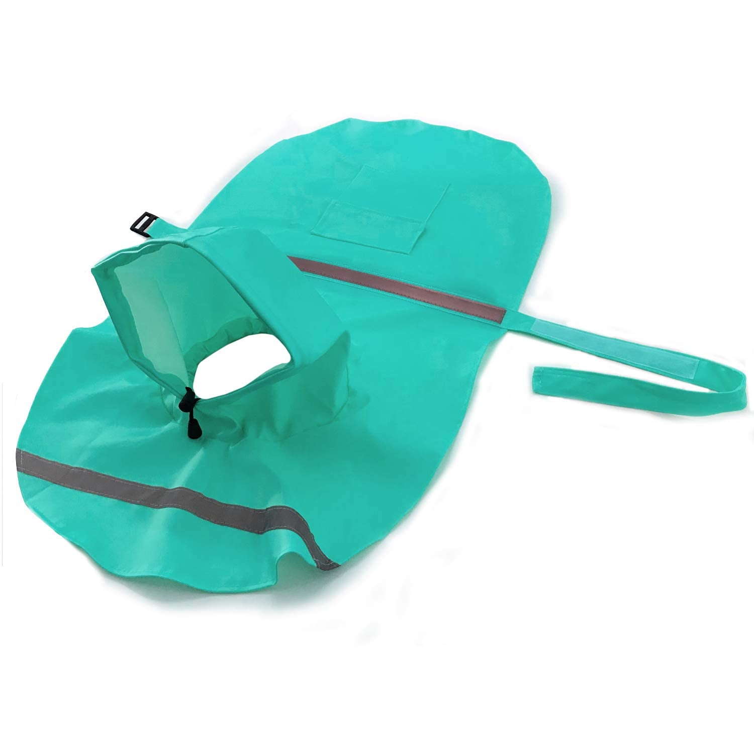 Mikayoo Large Dog Raincoat Adjustable Pet Waterproof Clothes Lightweight Rain Jacket Poncho Hoodies with Strip Reflective(Lake B