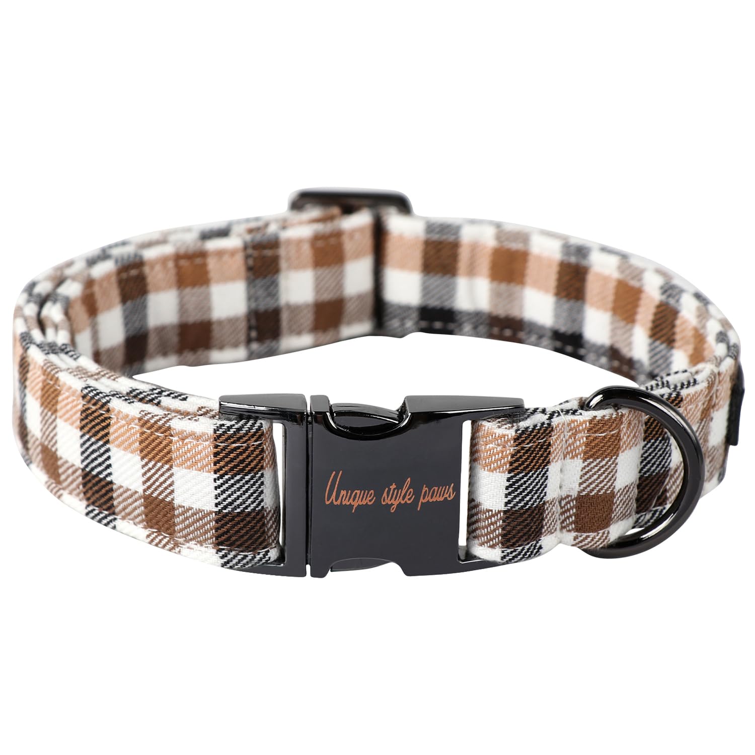 Unique Style Paws Dog Collar Metal Buckle Brown Plaid Collar Gift Durable Cute Collar For Small Medium Large Boys Girls Dogs