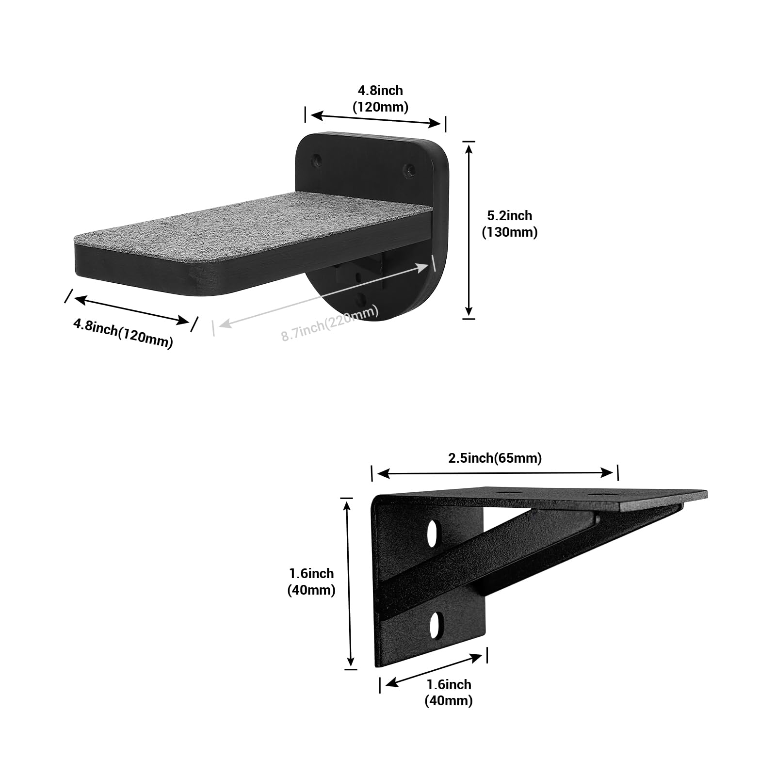 Espets Set Of 3 Black Natural Wood Paited Cat Wall Floating Steps Climbing Shelves - Wall Mounted Cat Stairs Ladder, Cat Shelf P