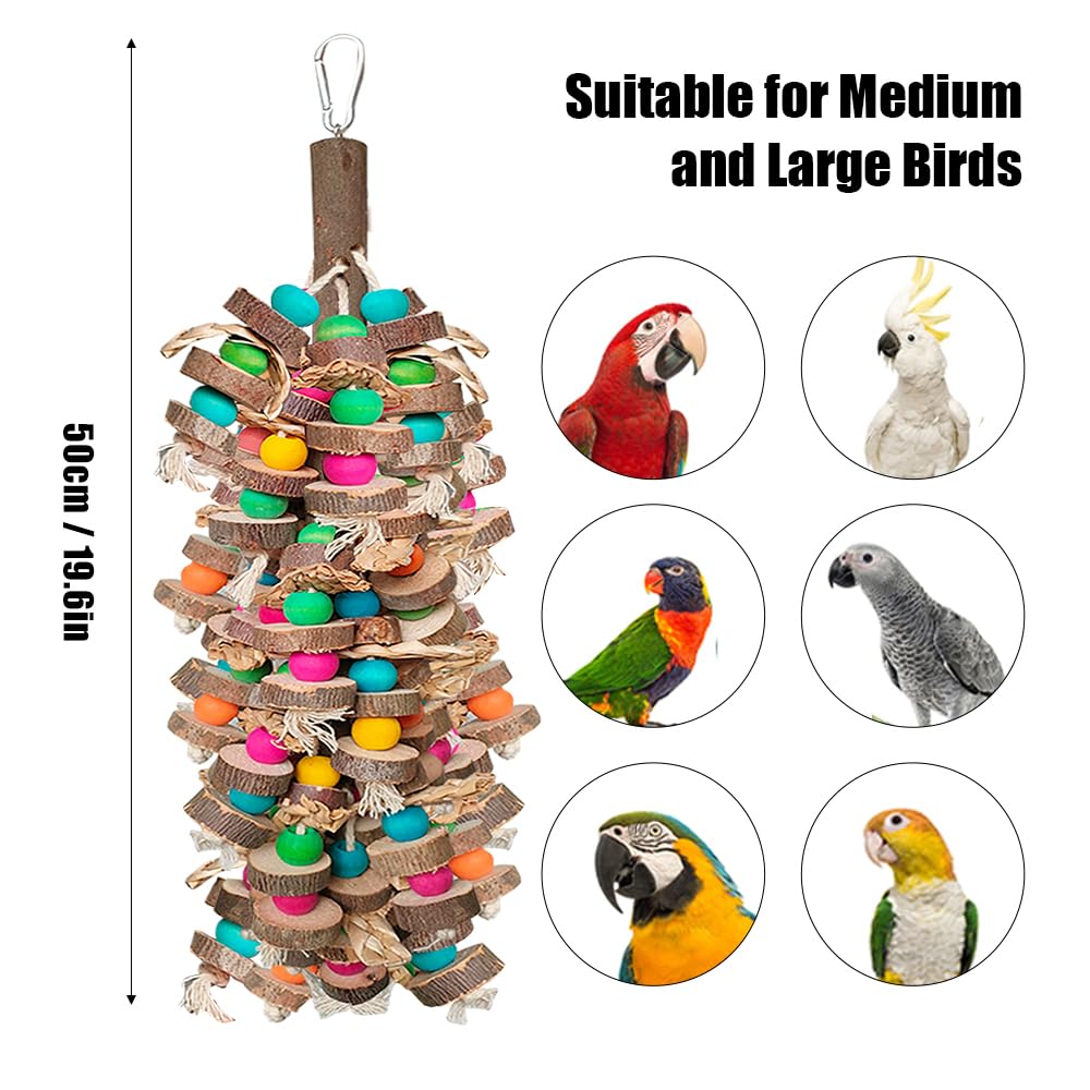 Wqy Groceryshop Parrot Toys For Large Birds, Multicolored Wooden Blocks Bird Chewing Toy Parrot Cage Bite Toy Or Macaws Cokatoos