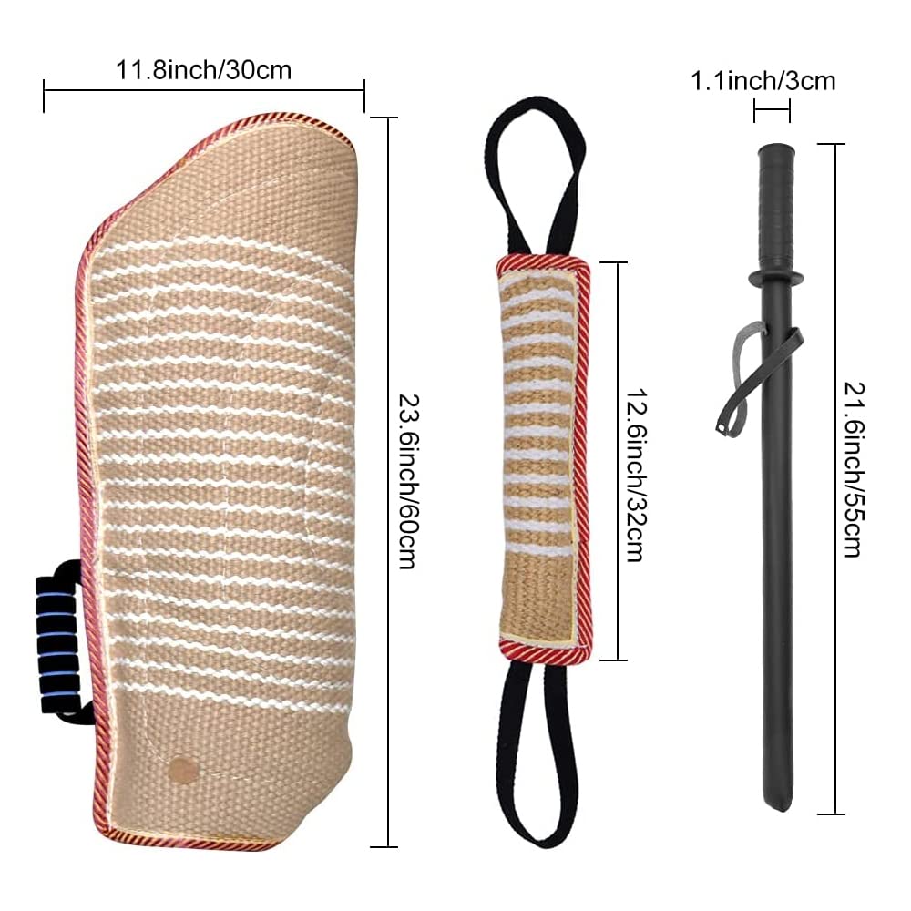 Dog Bite Training Set Dog Bite Sleeve Arm With Whip Agitation Stick, Professional Dogs Training Equipment Protection For Biting, Dog Bite Pillow Tug Toy, Interactive K9 Pitbull German Shepherd Puppy