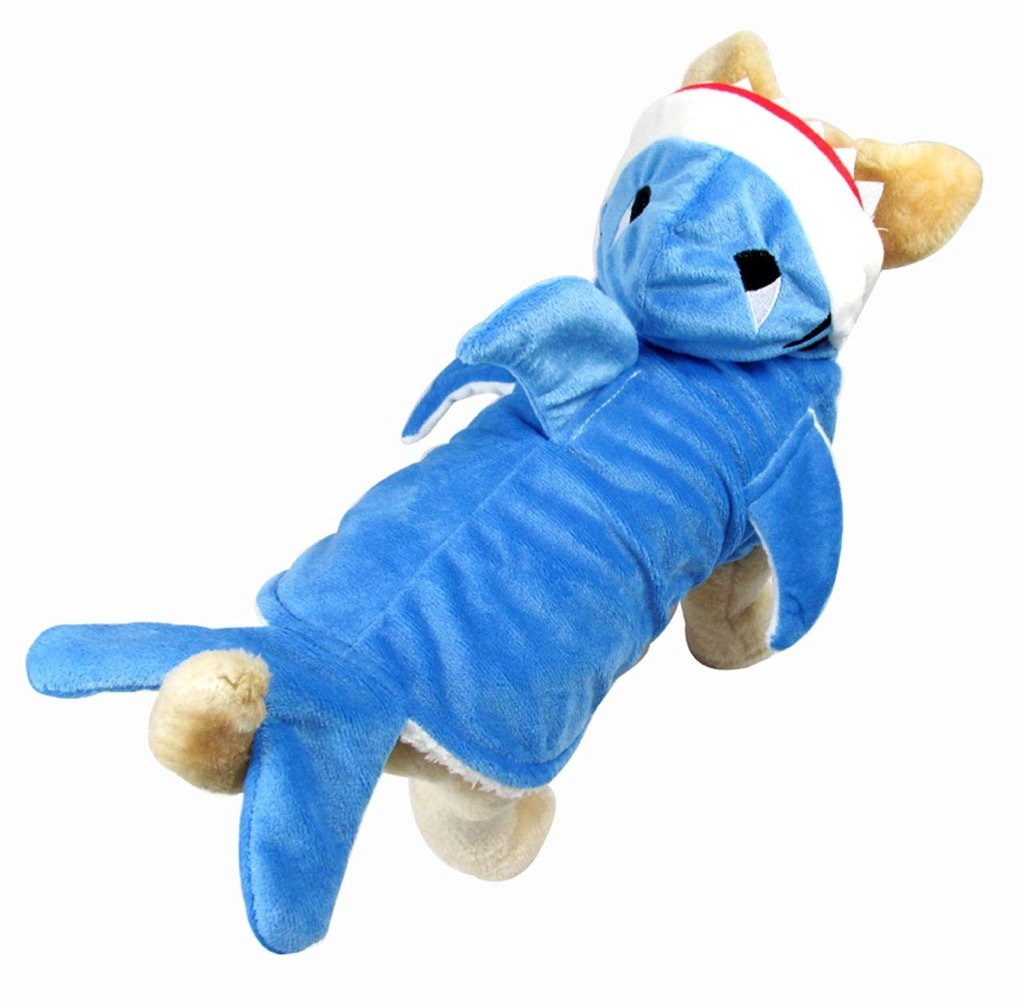Mogoko Funny Dog Cat Shark Costumes, Pet Halloween Christmas Cosplay Dress, Adorable Blue Shark Pet Costume,Animal Fleece Hoodie Warm Outfits Clothes (M Size)