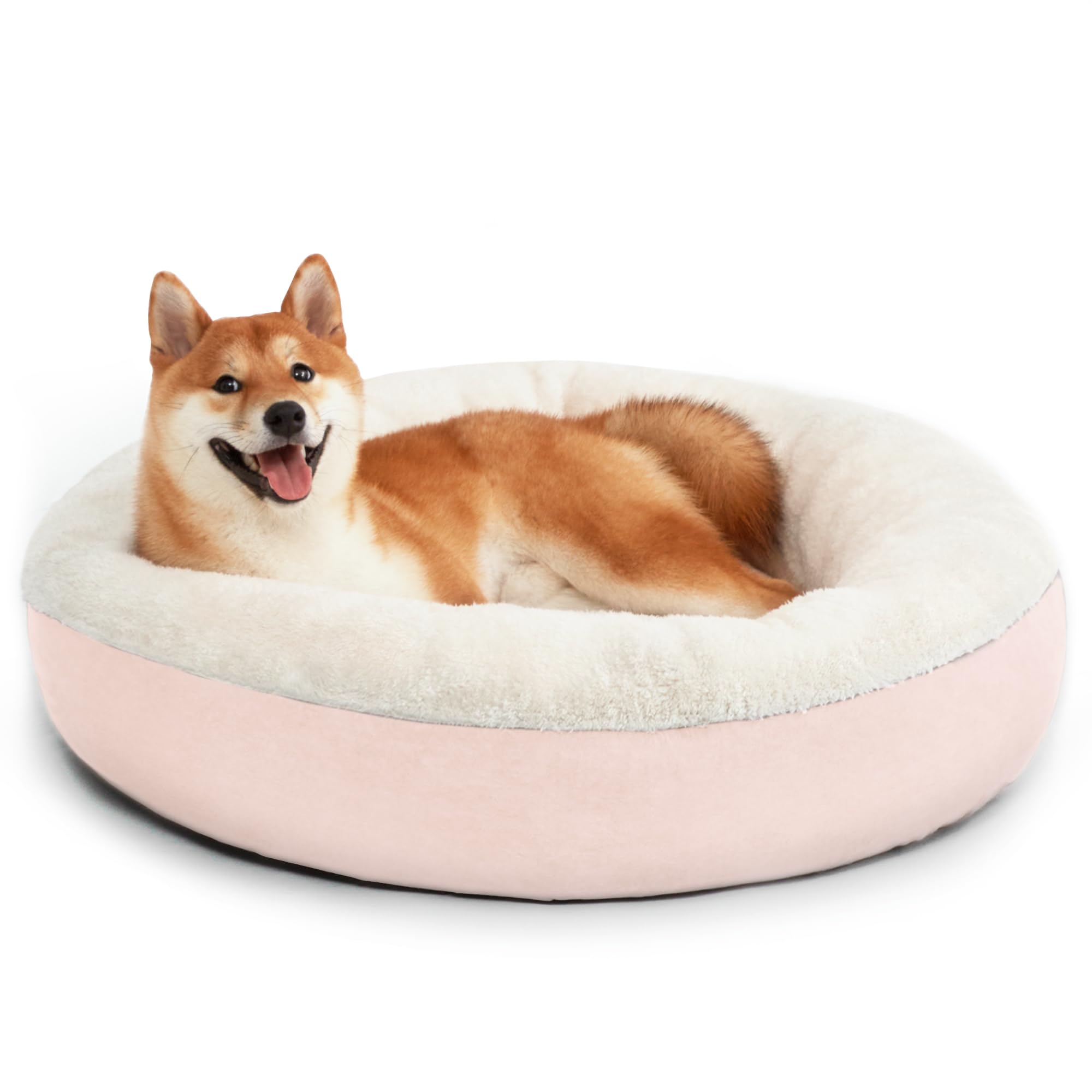 Love'S Cabin Round Donut Cat And Dog Cushion Bed, 30In Pet Bed For Medium Or Large Dogs, Anti-Slip & Water-Resistant Bottom, Soft Durable Fabric Pet Beds, Washable Calming Cat & Dog Bed Pink