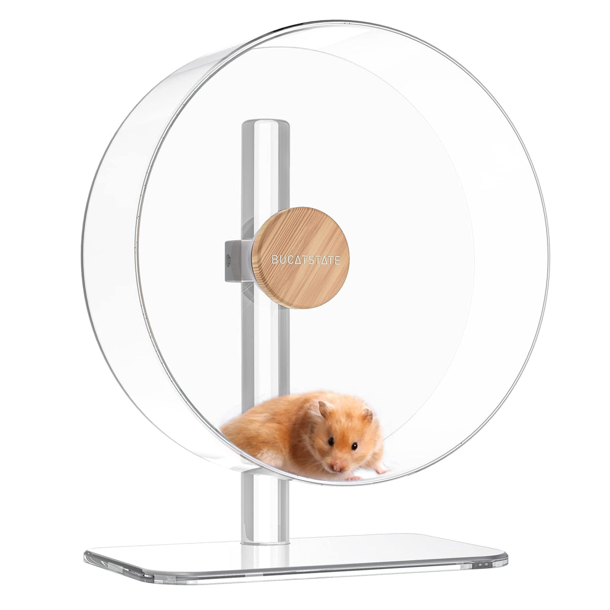 Bucatstate Hamster Wheel Silent 12.5Inch, Acrylic Hamster Exercise Wheel With Stable Adjustable Stand Running Wheel For Golden B