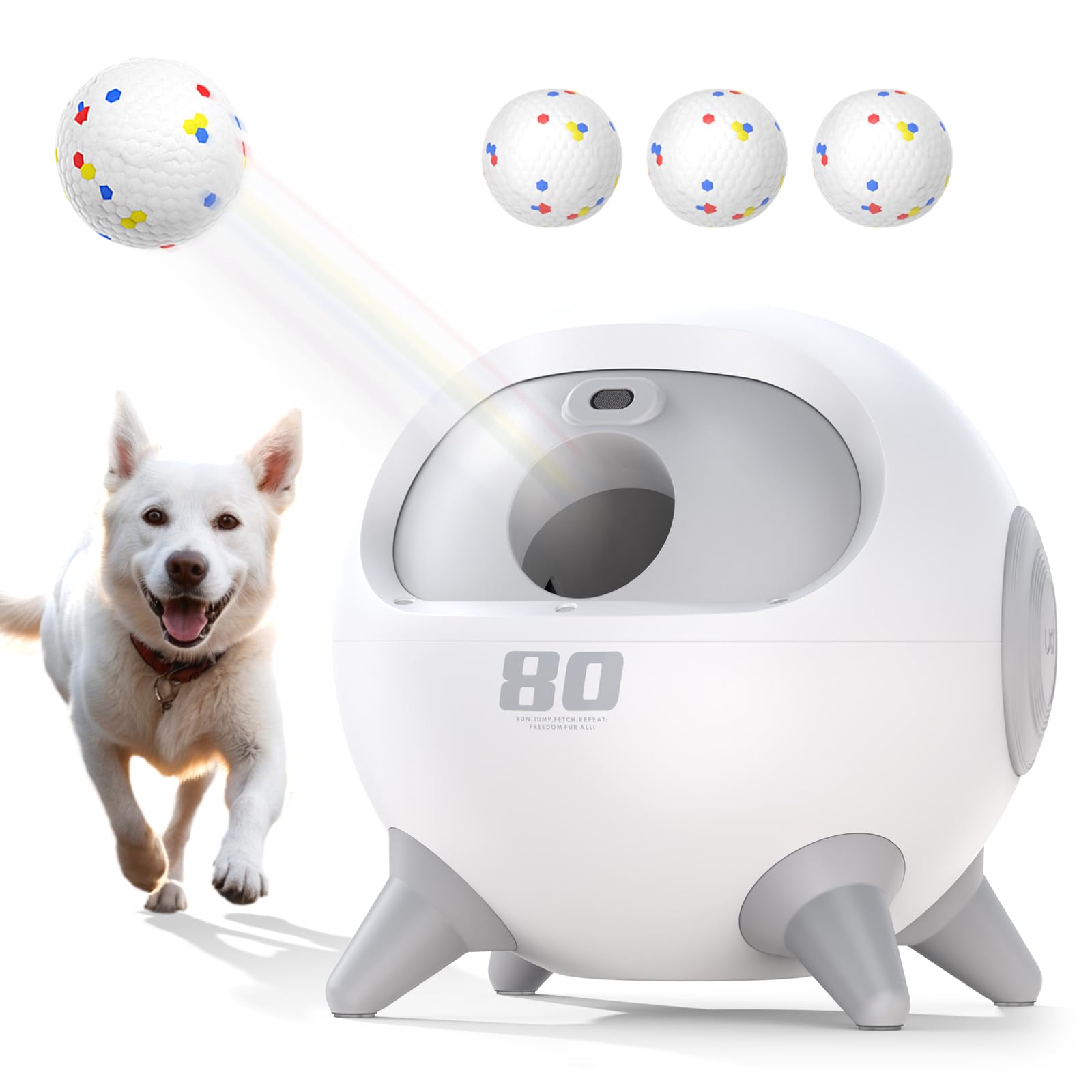 Uahpet Automatic Ball Launcher For Dog With Obstacle Detection, 4 Adjustable Distances Ball Thrower Launcher For Medium & Large 