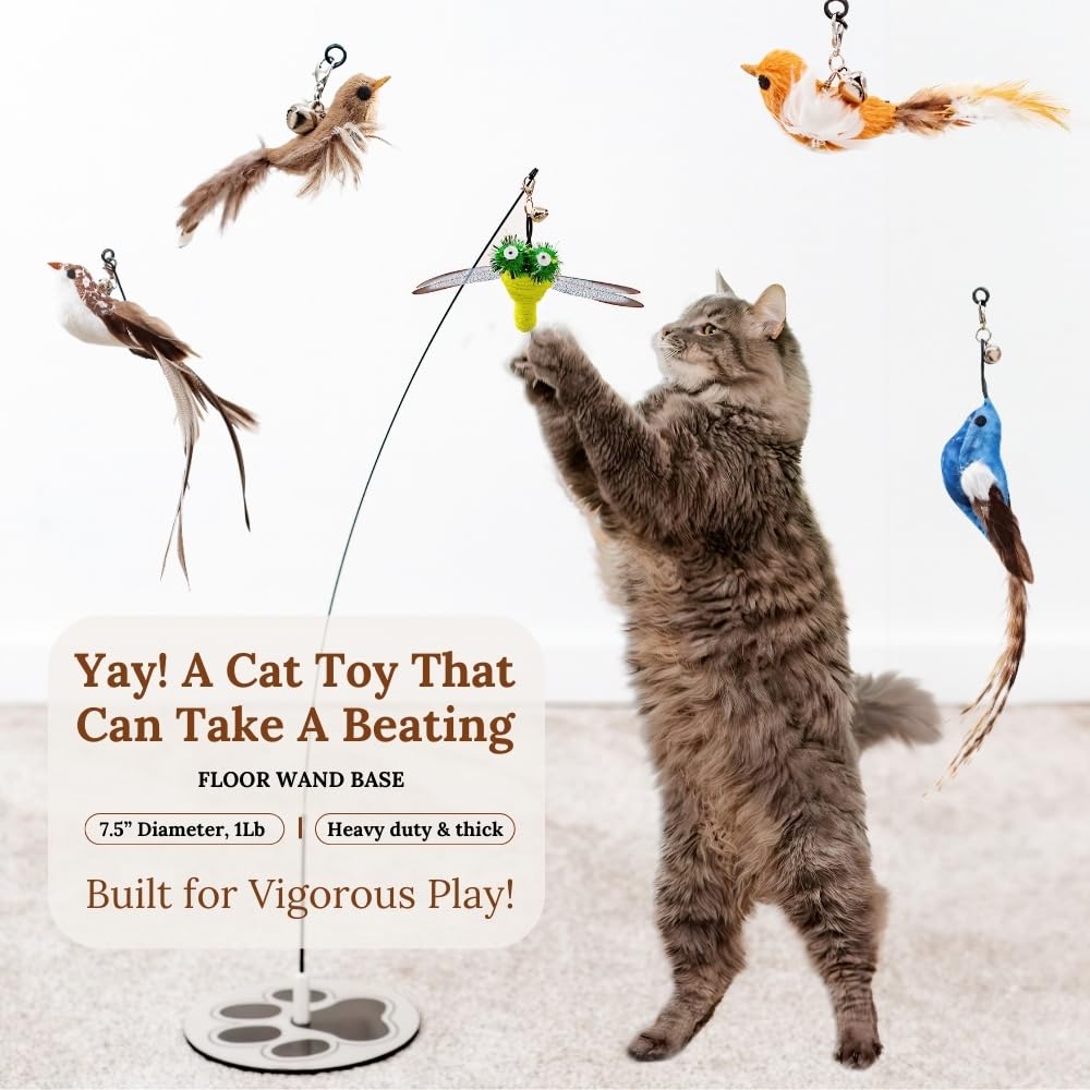 Gadgetsology Cat Toys For Bored Indoor Adult Cats Any Surface Base Wand Stimulation Toys For Indoor Cats Cat Feather Toy Cat Fea